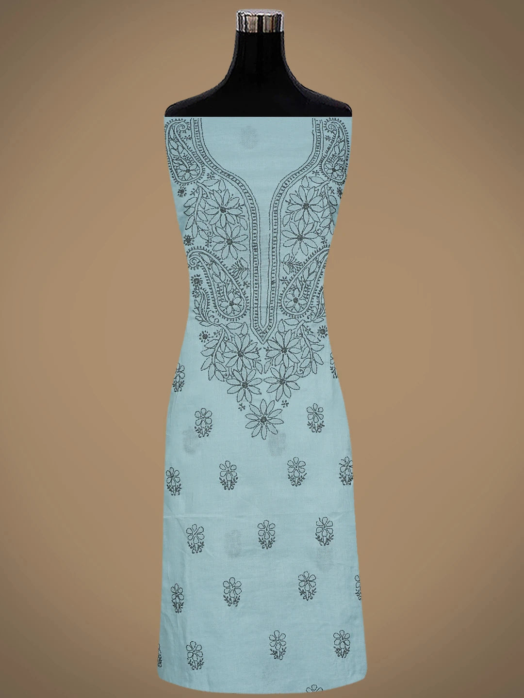 Ada Hand Embroidered Blueish Grey Cotton Lucknowi Chikankari Unstitched Suit Piece 01A868028