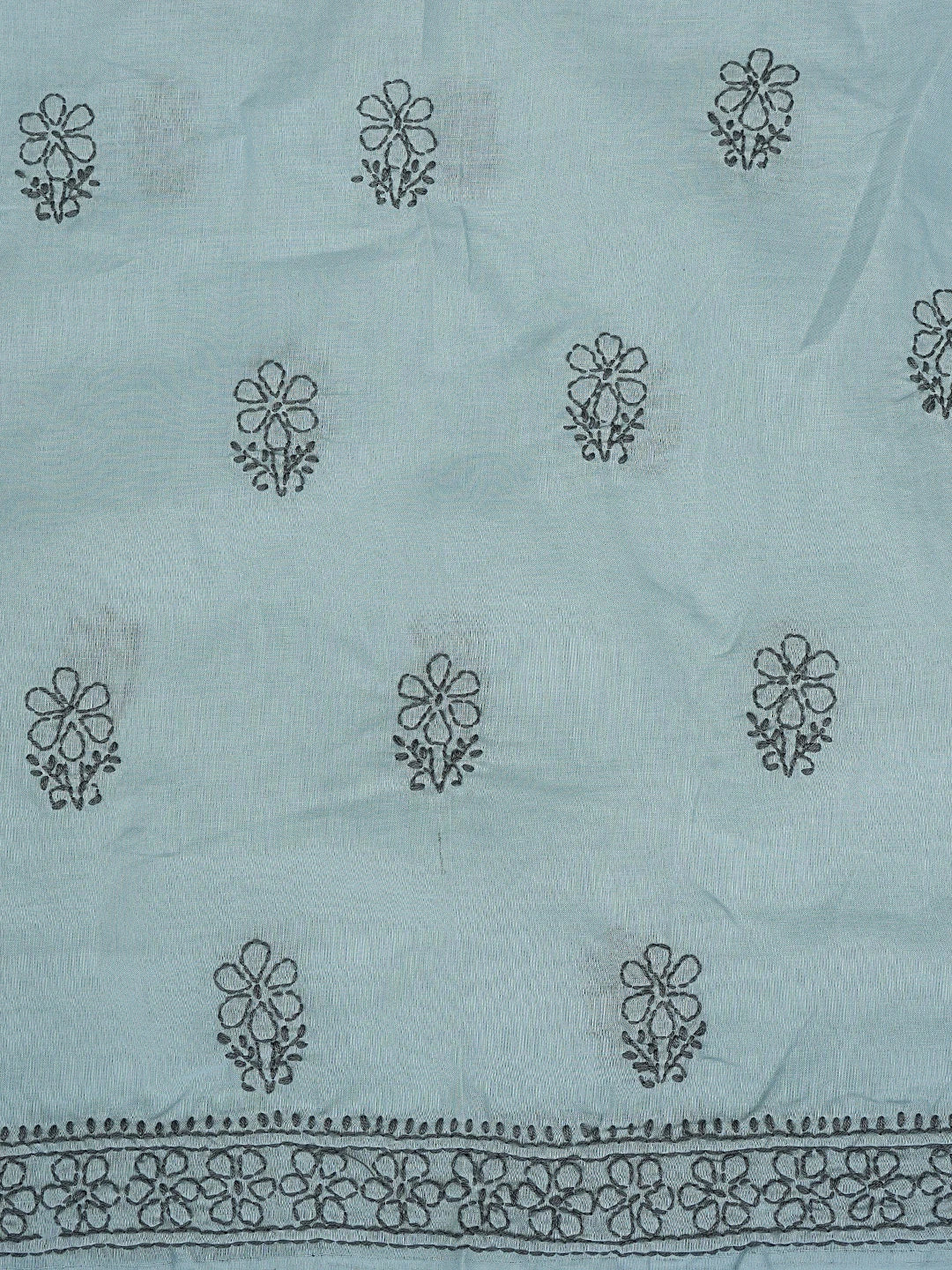 Ada Hand Embroidered Blueish Grey Cotton Lucknowi Chikankari Unstitched Suit Piece 01A868028