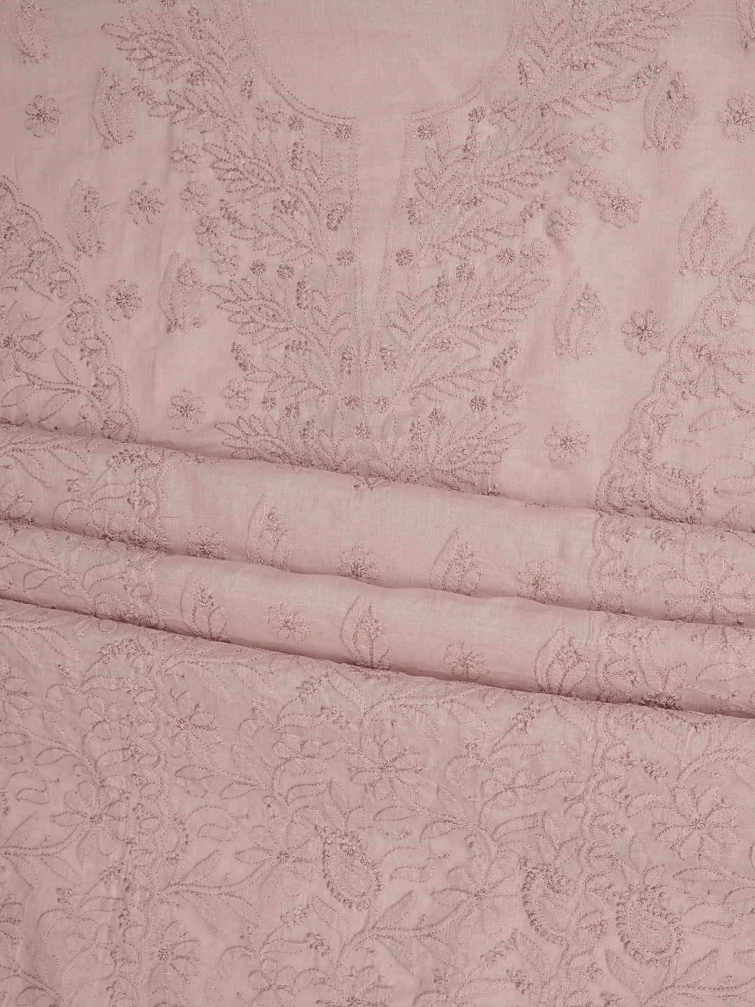 Ada Hand Embroidered Dusty Peach  Cotton Lucknowi Chikankari Unstitched Suit Piece 01A869285