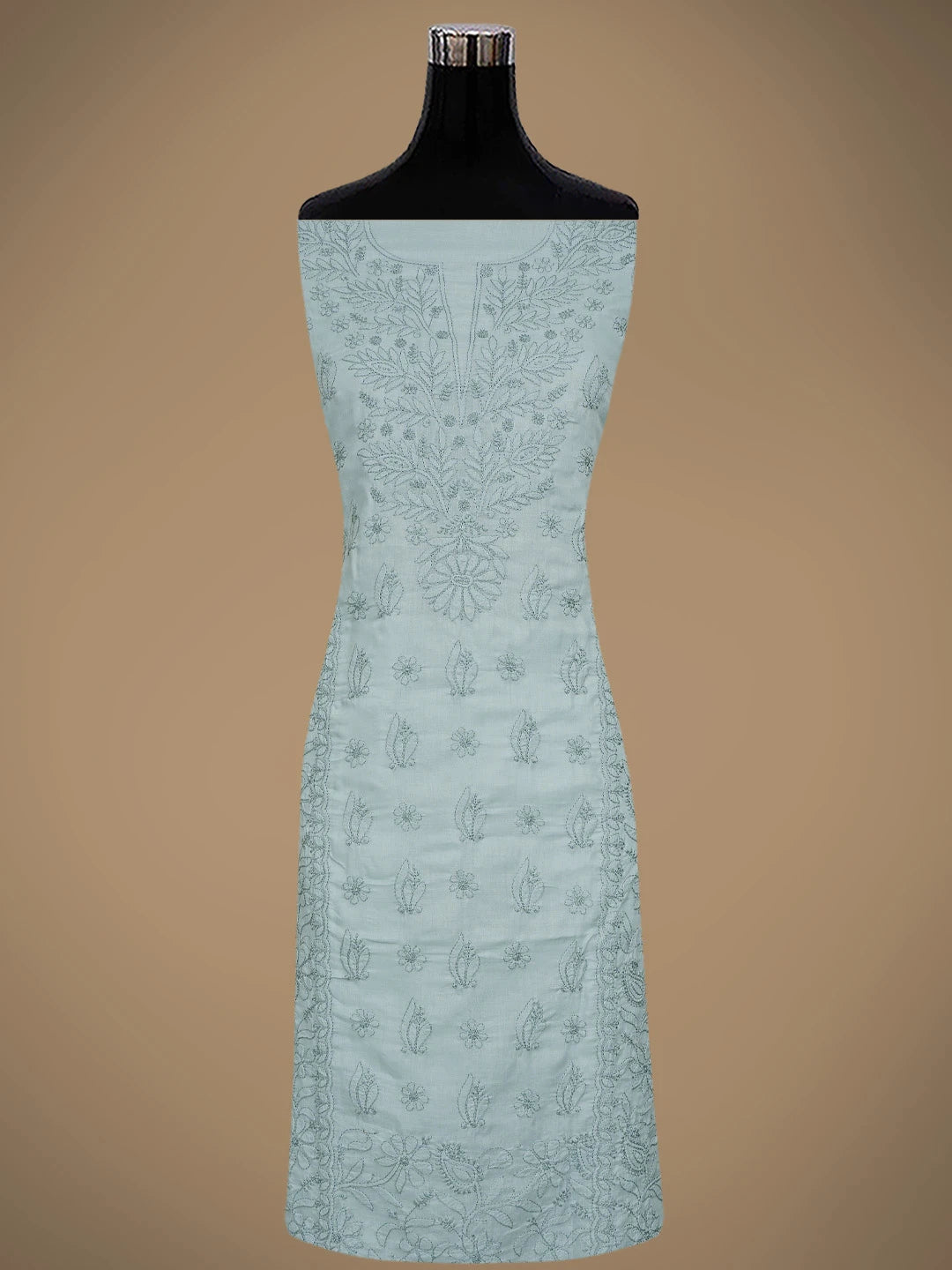 Ada Hand Embroidered Templeton Grey Cotton Lucknowi Chikankari Unstitched Suit Piece 01A869298