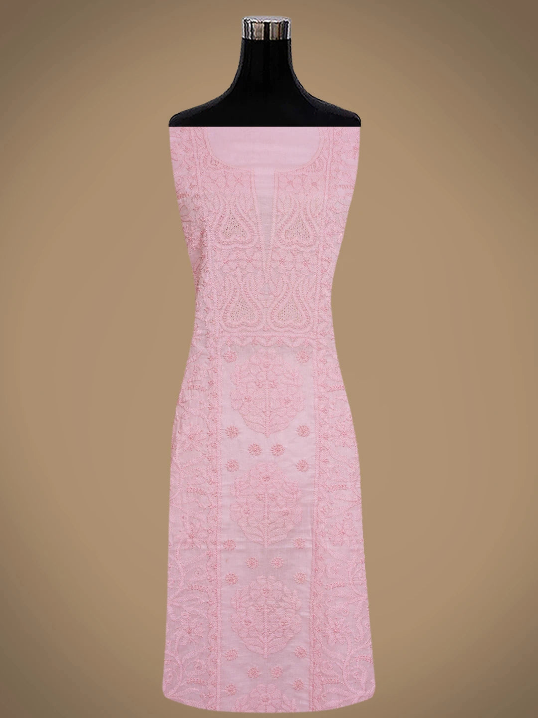 Ada Hand Embroidered Pink Cotton Lucknowi Chikankari Unstitched Suit Piece 01A869312