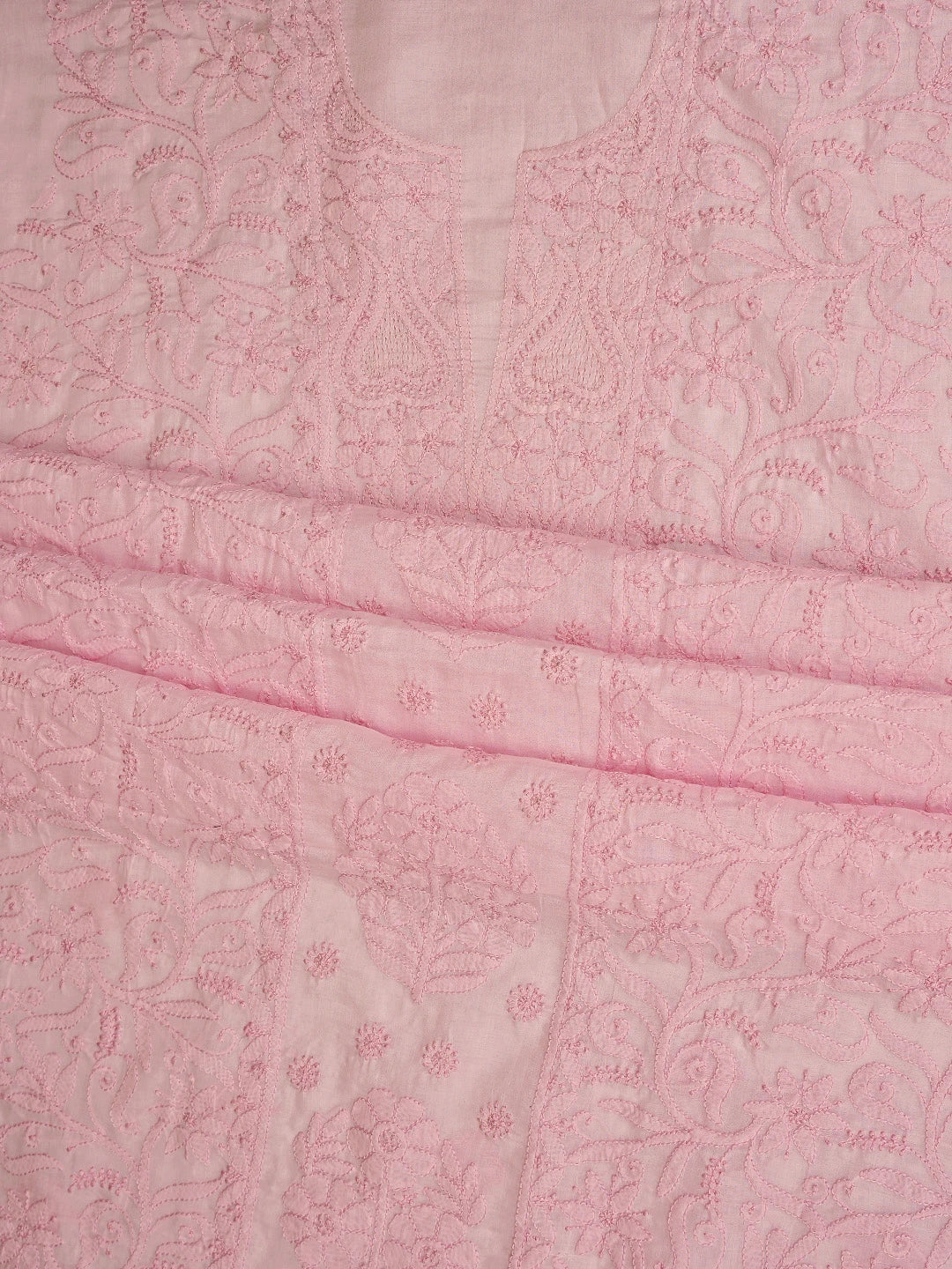 Ada Hand Embroidered Pink Cotton Lucknowi Chikankari Unstitched Suit Piece 01A869312