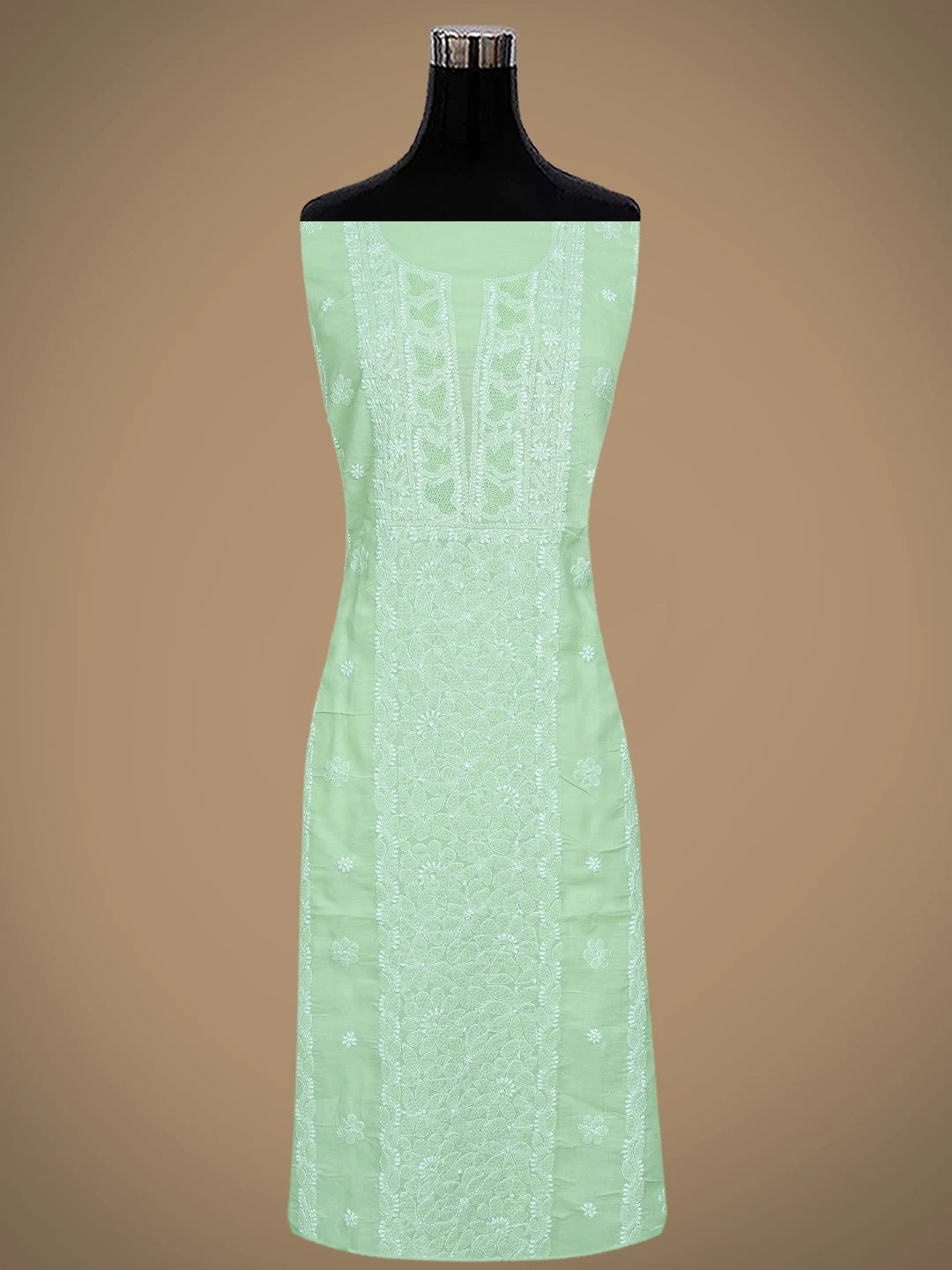 Ada Hand Embroidered Pistachio Green Cotton Lucknowi Chikankari Unstitched Suit Piece 01A869278