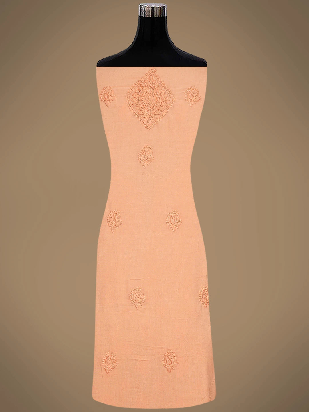Ada Hand Embroidered Peach Modal Lucknowi Chikankari Unstitched Suit Piece 01A368088