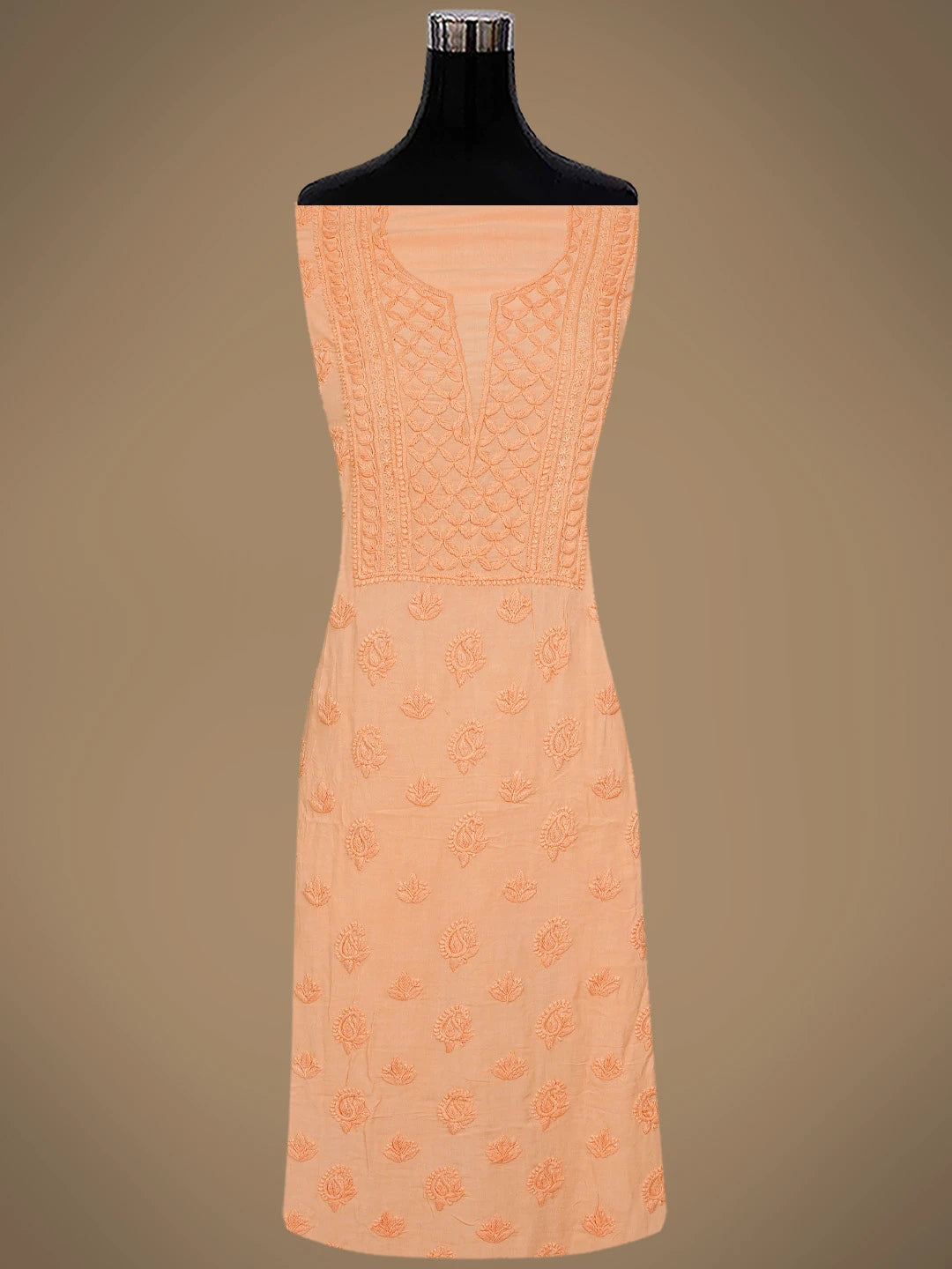 Ada Hand Embroidered Peach Modal Lucknowi Chikankari Unstitched Suit Piece 01A368088