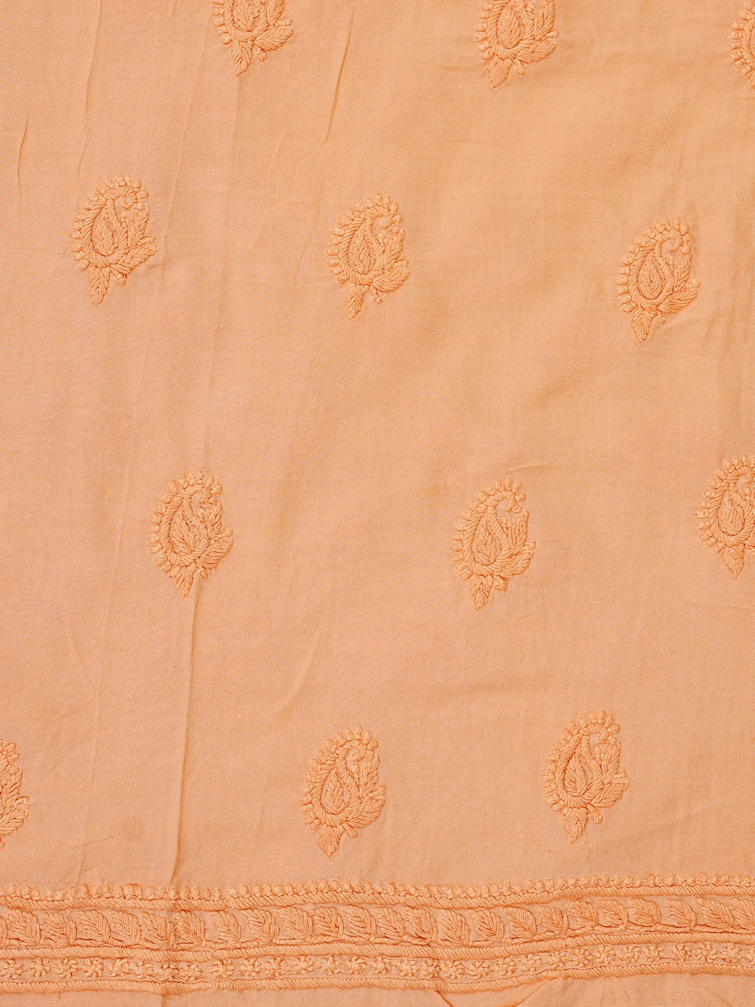 Ada Hand Embroidered Peach Modal Lucknowi Chikankari Unstitched Suit Piece 01A368088