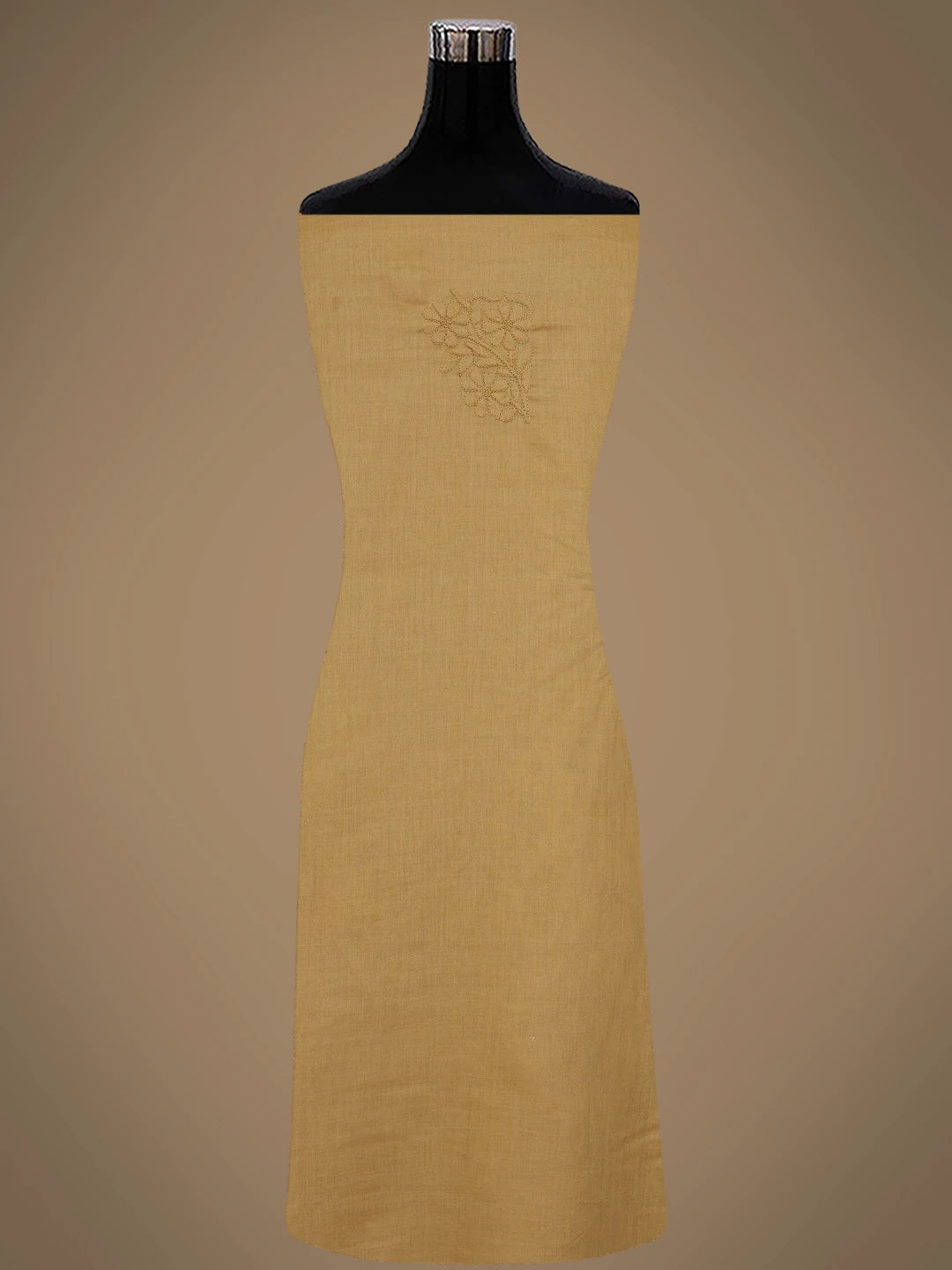 Ada Hand Embroidered Peanut Brown Cotton Lucknowi Chikankari Unstitched Suit Piece 01A869266