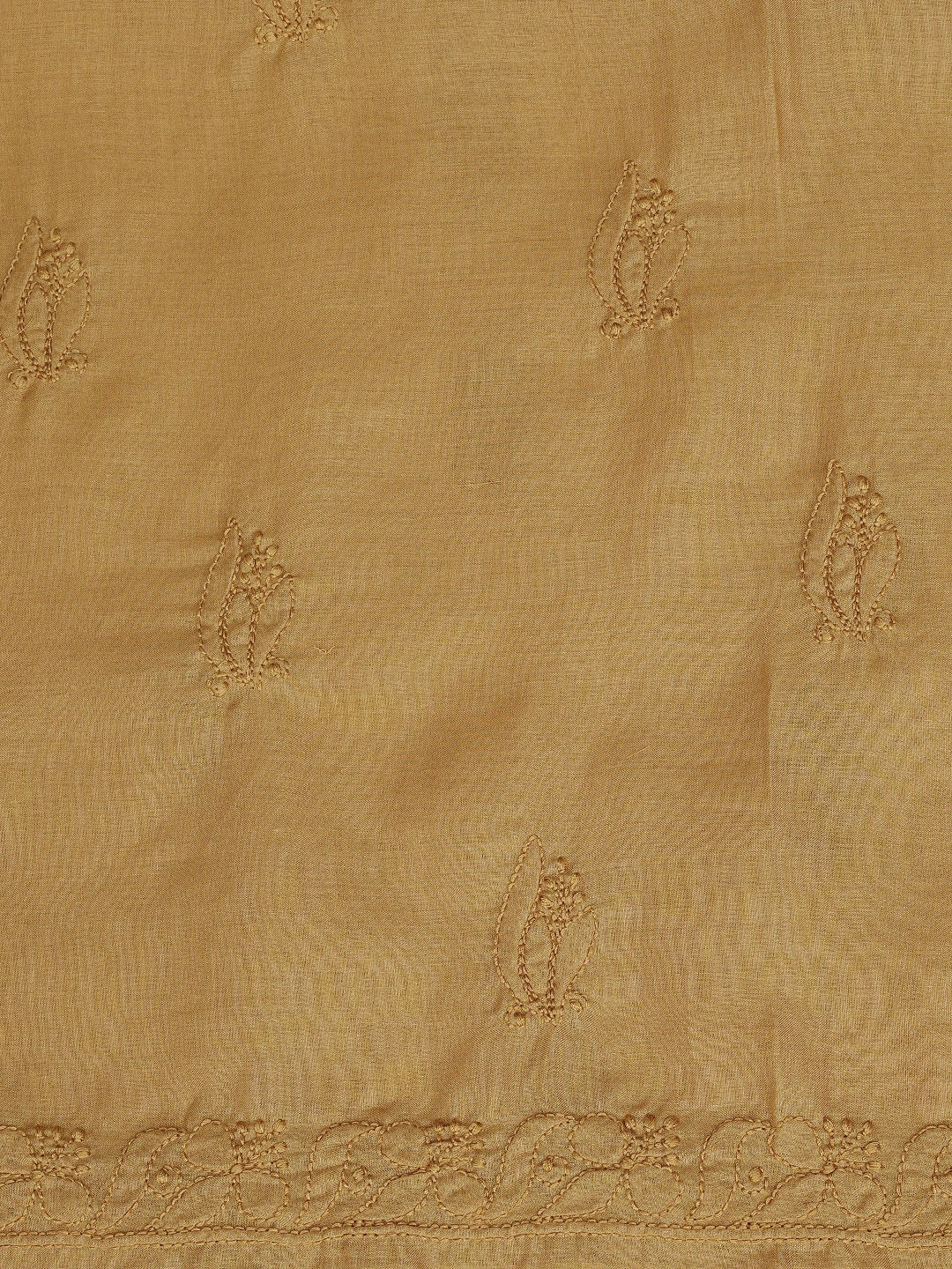 Ada Hand Embroidered Peanut Brown Cotton Lucknowi Chikankari Unstitched Suit Piece 01A869266