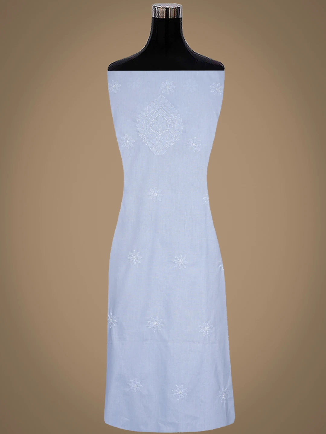 Ada Hand Embroidered Blue Cotton Lucknowi Chikankari Unstitched Suit Piece 01A870846