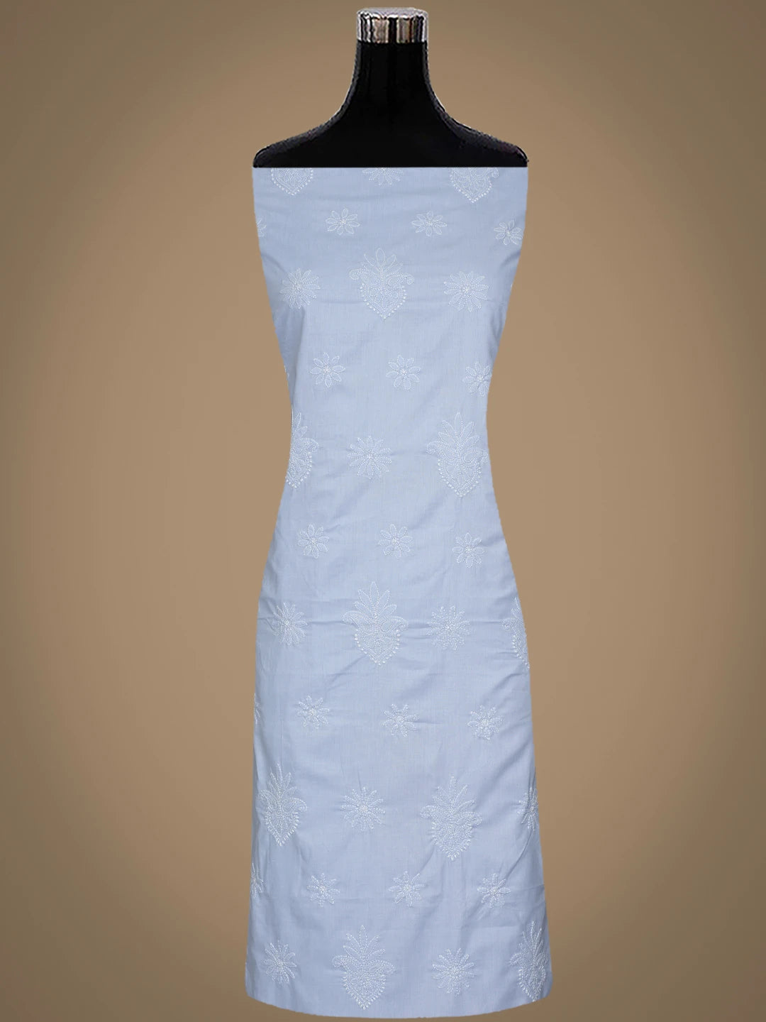 Ada Hand Embroidered Blue Cotton Lucknowi Chikankari Unstitched Suit Piece 01A870846