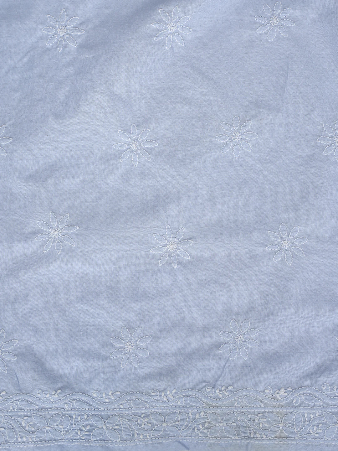 Ada Hand Embroidered Blue Cotton Lucknowi Chikankari Unstitched Suit Piece 01A870846