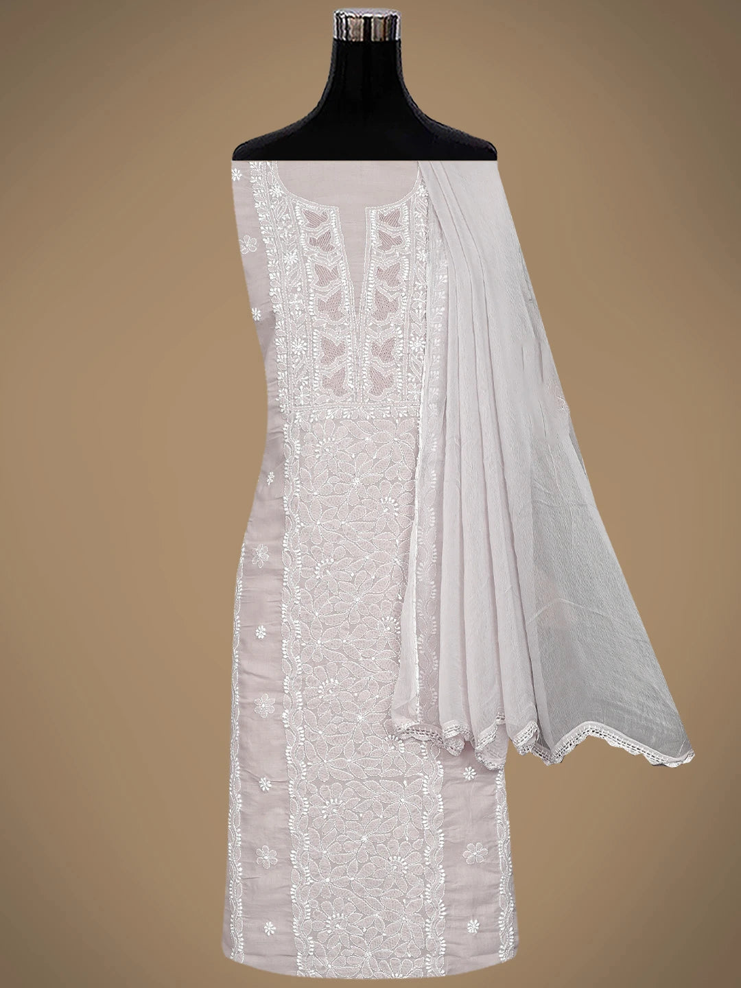 Ada Hand Embroidered Careys Pink Cotton Lucknowi Chikankari Unstitched Suit Piece 01A869279