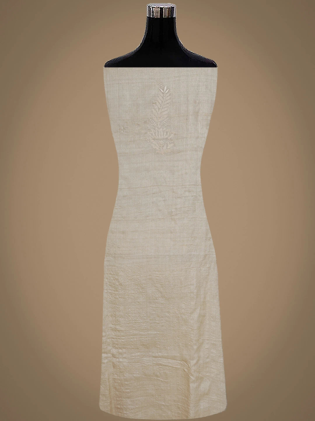 Ada Hand Embroidered Fawn Tussar Silk Lucknowi Chikankari Unstitched Kurta Dupatta Set 08A500667