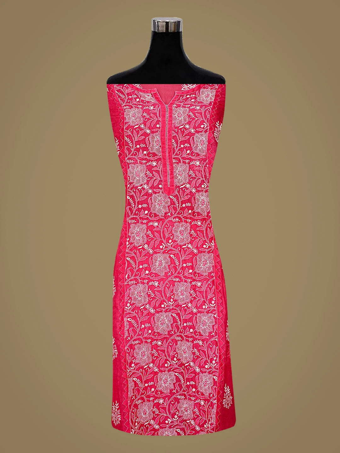 Ada Hand Embroidered Magenta Organza Lucknowi Chikankari Semi-Stitched Kurta Dupatta Set 01A653473