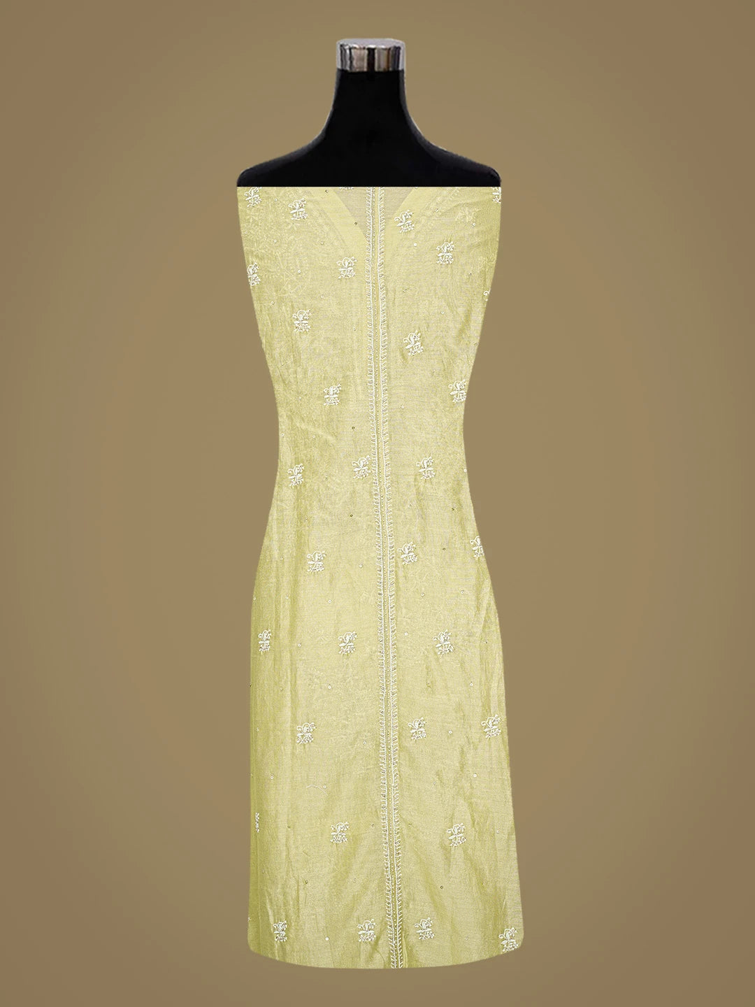 Ada Hand Embroidered Green Chanderi Lucknowi Chikankari Unstitched Kurta Dupatta Set With Cutdana Work 01A224434
