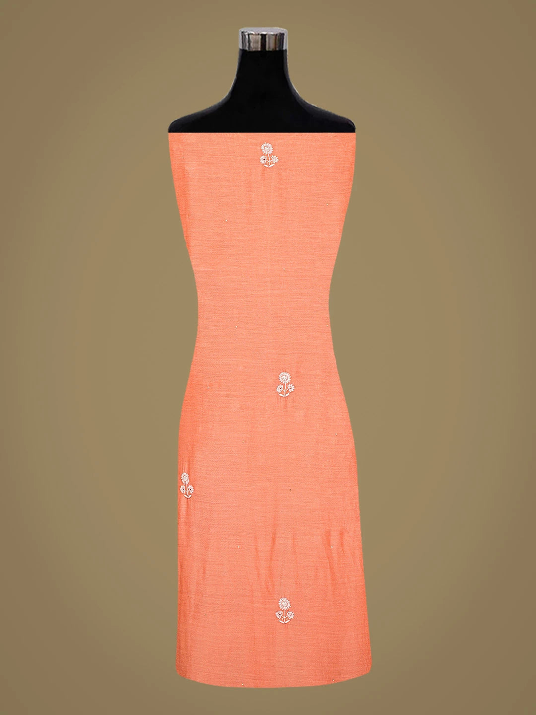Ada Hand Embroidered Peach Muslin Lucknowi Chikankari Unstitched Suit Piece With Cutdana Work 01A488131