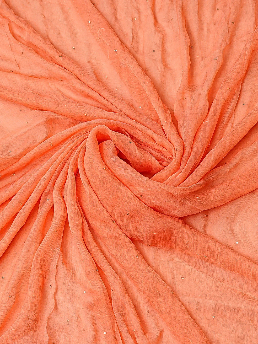 Ada Hand Embroidered Peach Muslin Lucknowi Chikankari Unstitched Suit Piece With Cutdana Work 01A488131