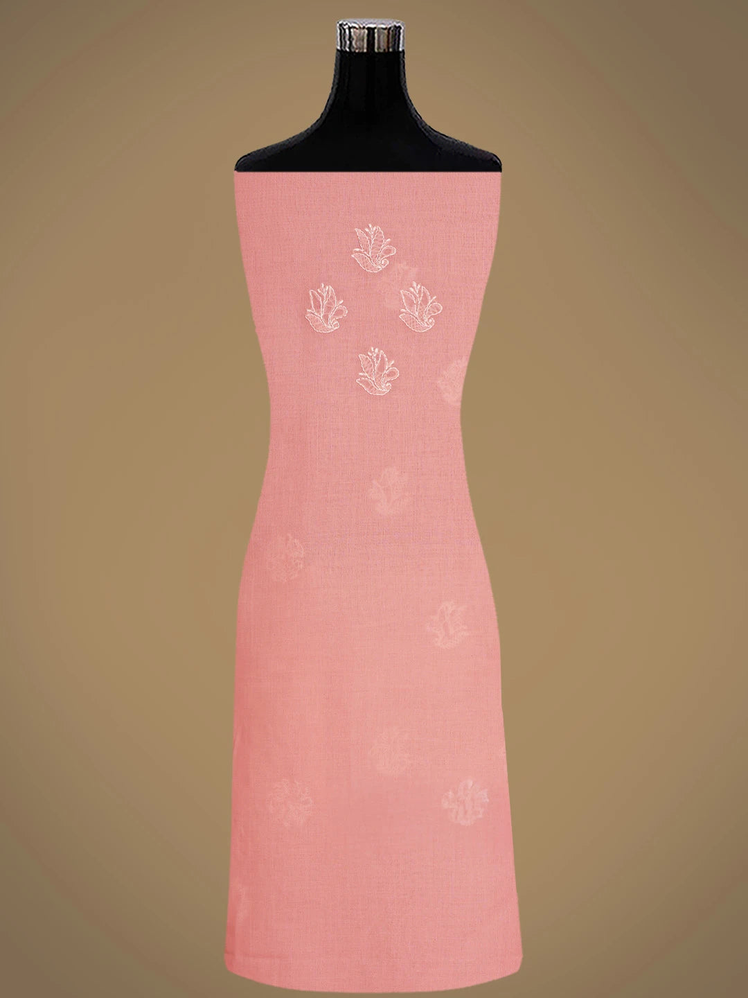 Ada Hand Embroidered Peach Cotton Lucknowi Chikankari Unstitched Suit Piece 01A818671