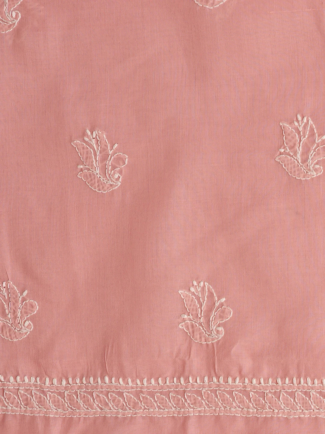Ada Hand Embroidered Peach Cotton Lucknowi Chikankari Unstitched Suit Piece 01A818671