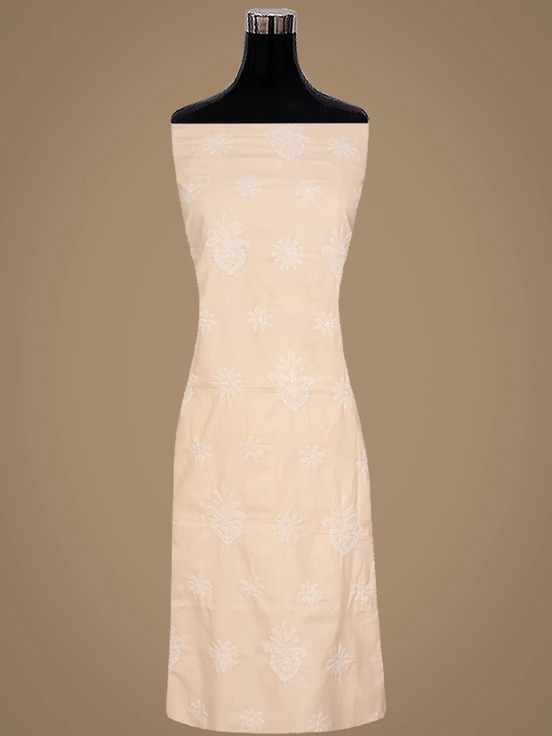 Ada Hand Embroidered Peach Cotton Lucknowi Chikankari Unstitched Suit Piece 01A870839