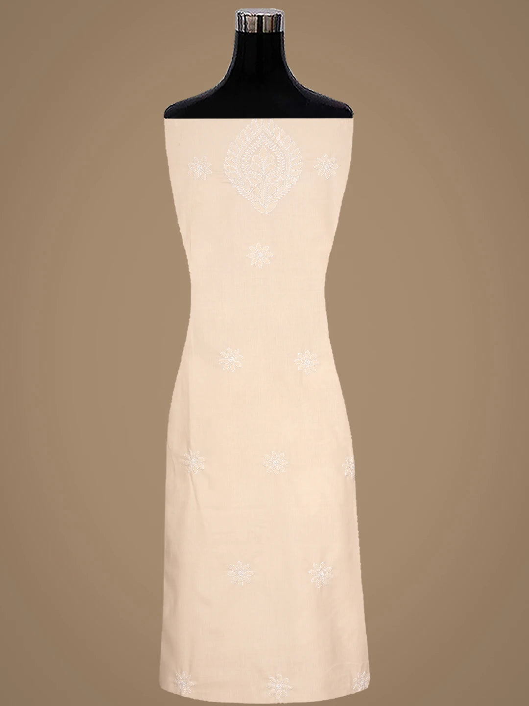 Ada Hand Embroidered Peach Cotton Lucknowi Chikankari Unstitched Suit Piece 01A870839