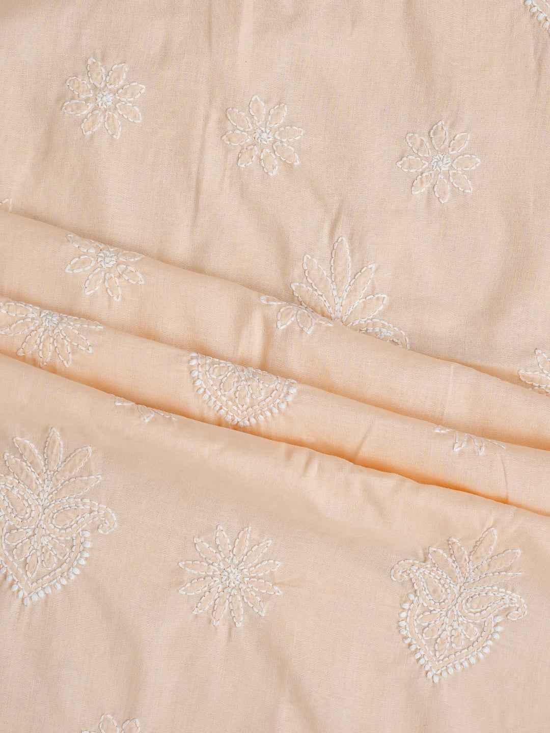 Ada Hand Embroidered Peach Cotton Lucknowi Chikankari Unstitched Suit Piece 01A870839