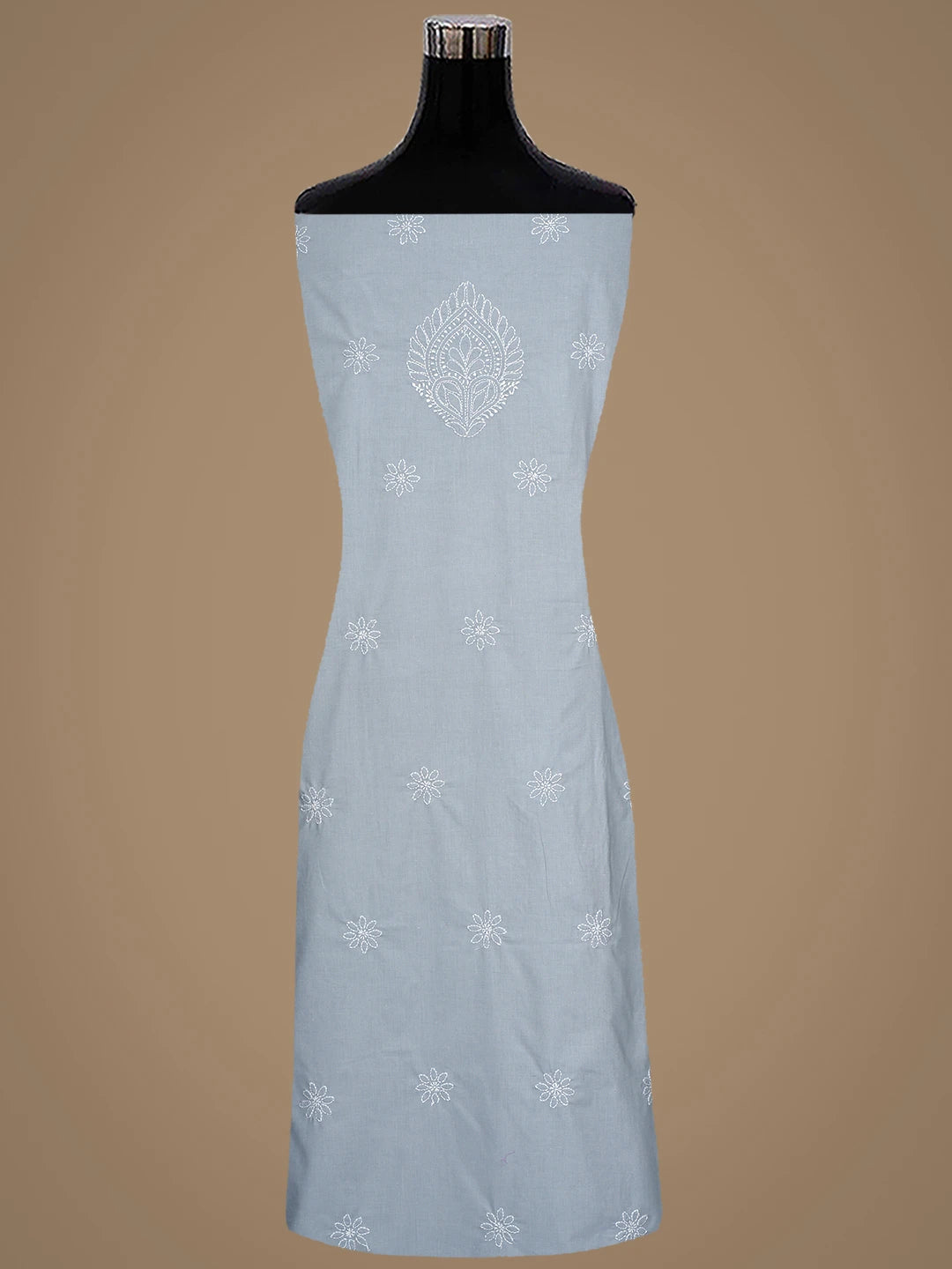 Ada Hand Embroidered Grey Cotton Lucknowi Chikankari Unstitched Suit Piece 01A870841