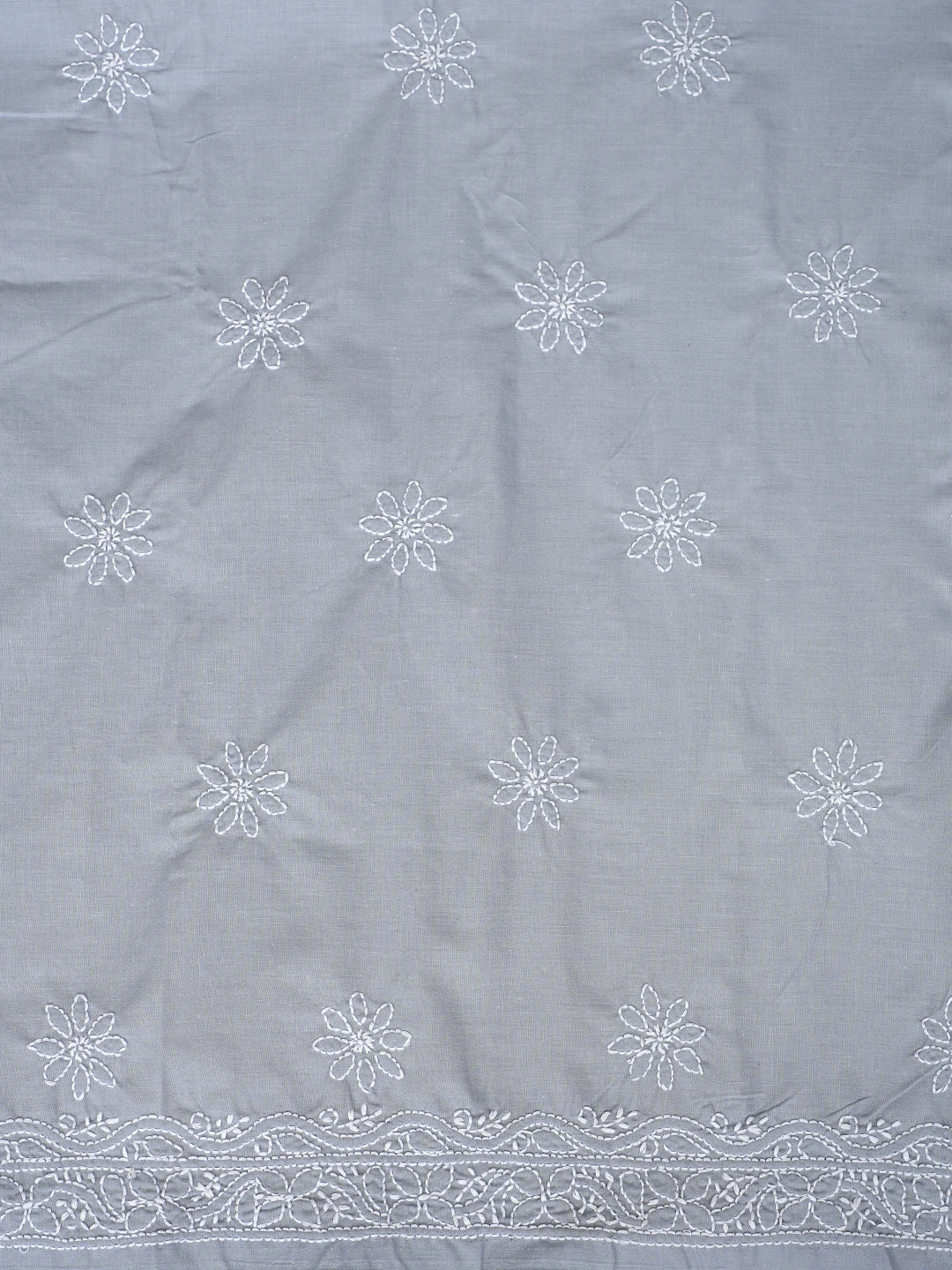 Ada Hand Embroidered Grey Cotton Lucknowi Chikankari Unstitched Suit Piece 01A870841