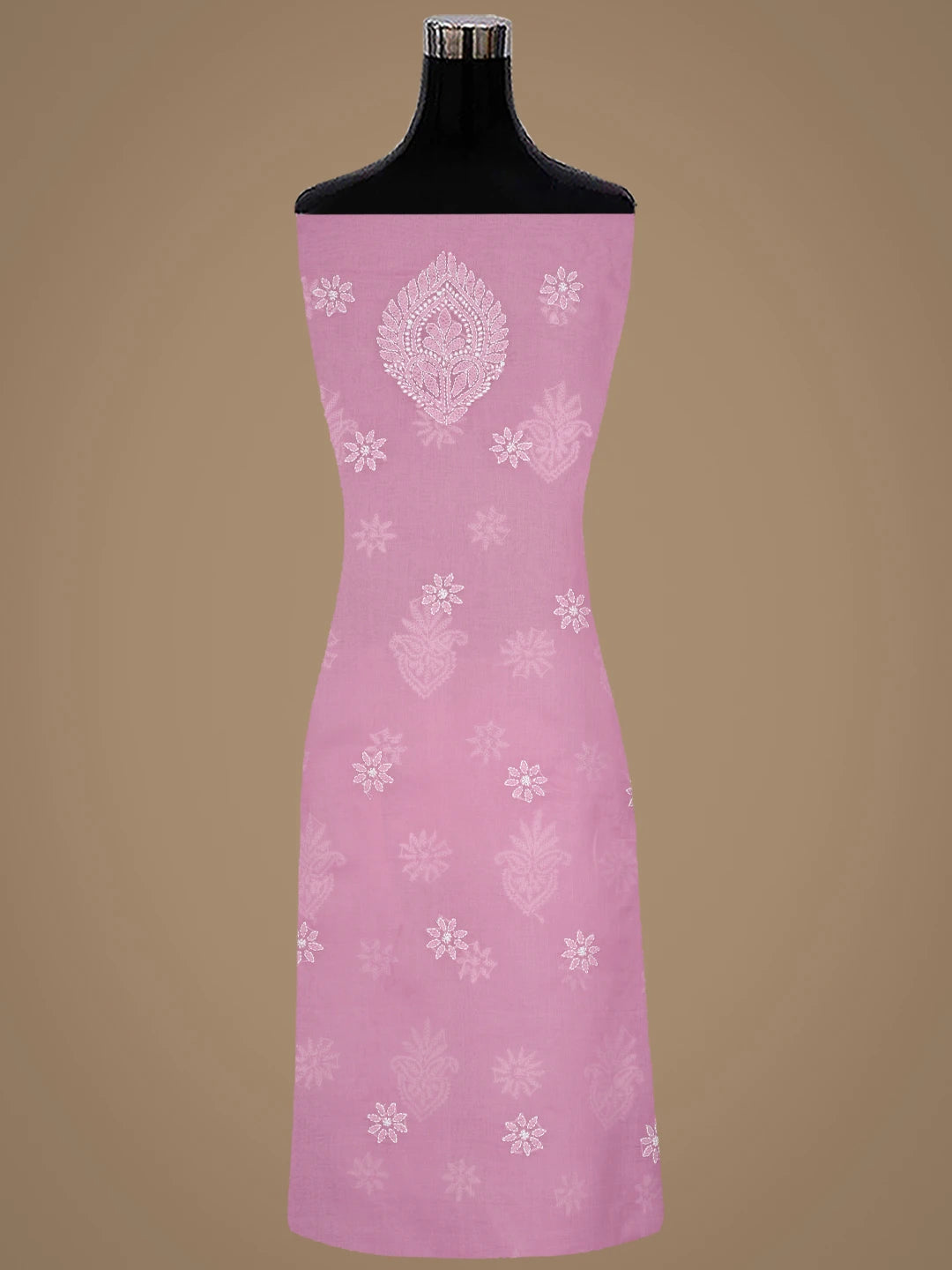 Ada Hand Embroidered Onion Pink Cotton Lucknowi Chikankari Unstitched Suit Piece 01A870848