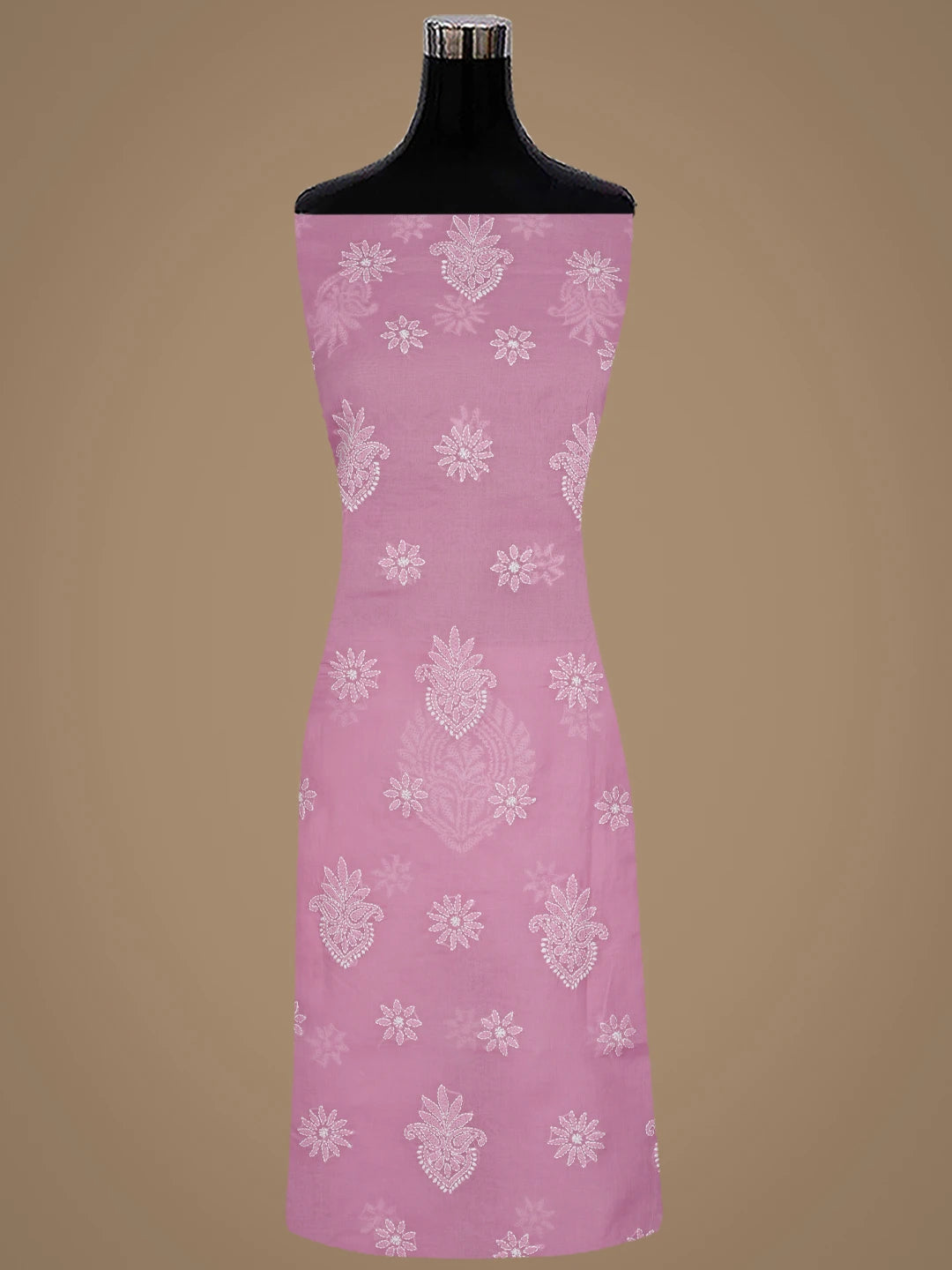Ada Hand Embroidered Onion Pink Cotton Lucknowi Chikankari Unstitched Suit Piece 01A870848