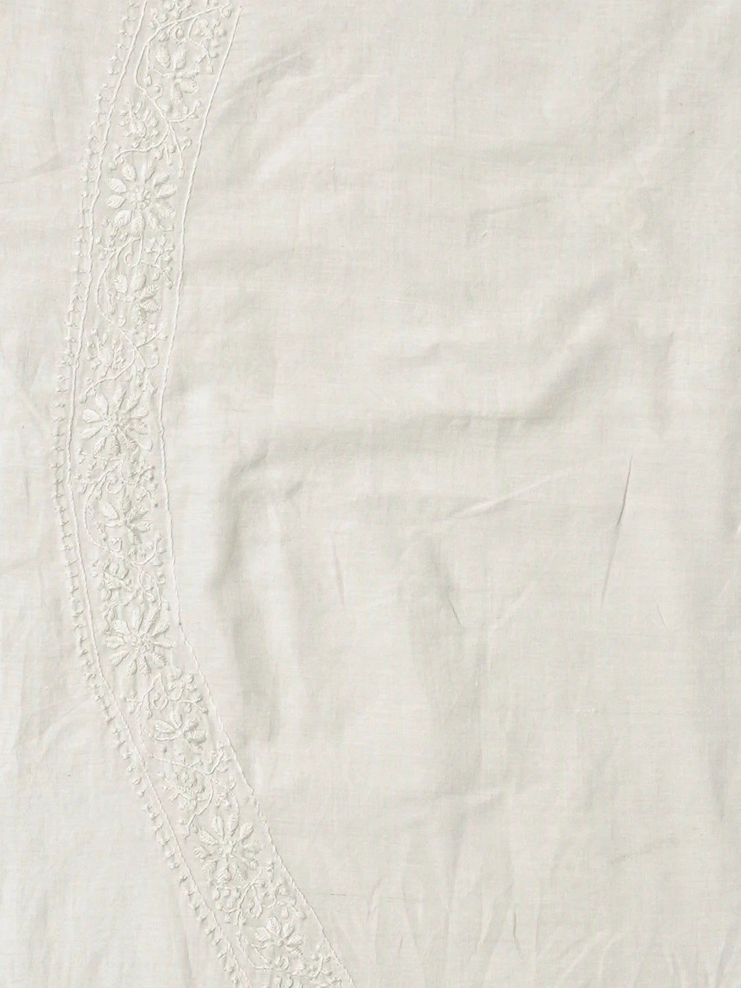 Ada Hand Embroidered White Cotton Lucknowi Chikankari Unstitched Men's Kurta Piece 01A719185