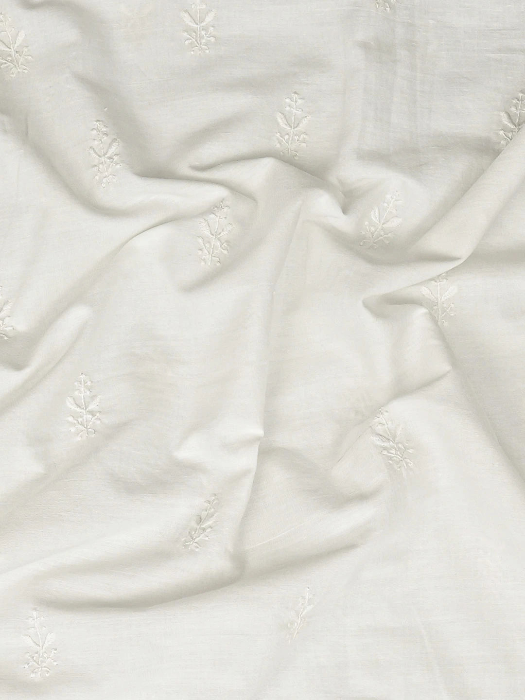 Ada Hand Embroidered White Cotton Lucknowi Chikankari Unstitched Men's Kurta Piece 01A719185