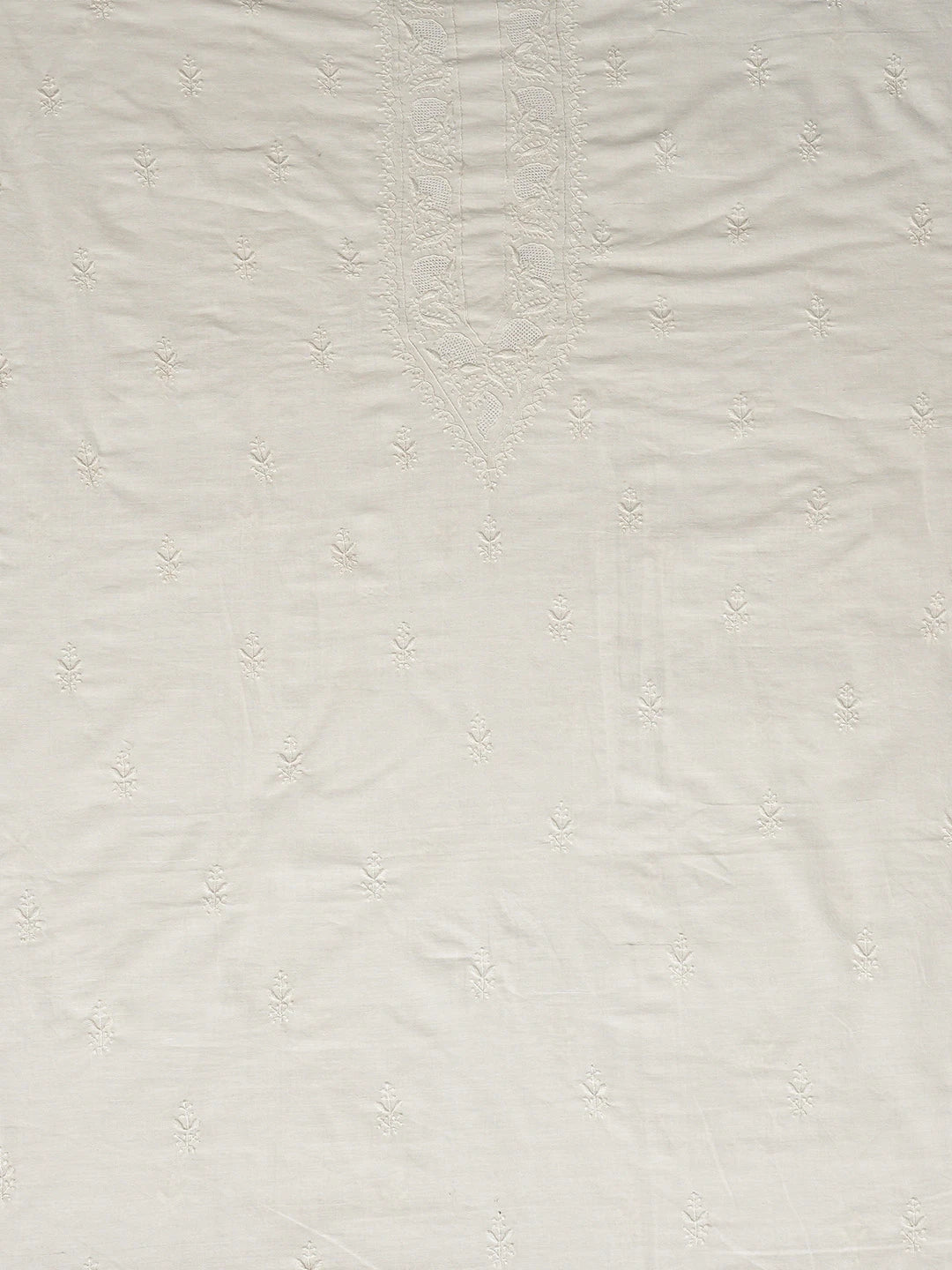 Ada Hand Embroidered White Cotton Lucknowi Chikankari Unstitched Men's Kurta Piece 01A719185