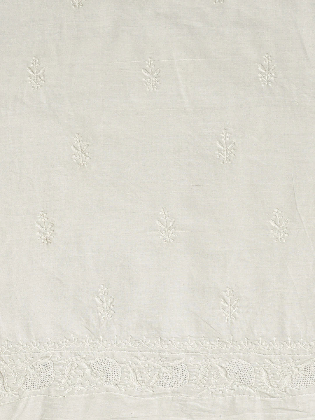 Ada Hand Embroidered White Cotton Lucknowi Chikankari Unstitched Men's Kurta Piece 01A719185