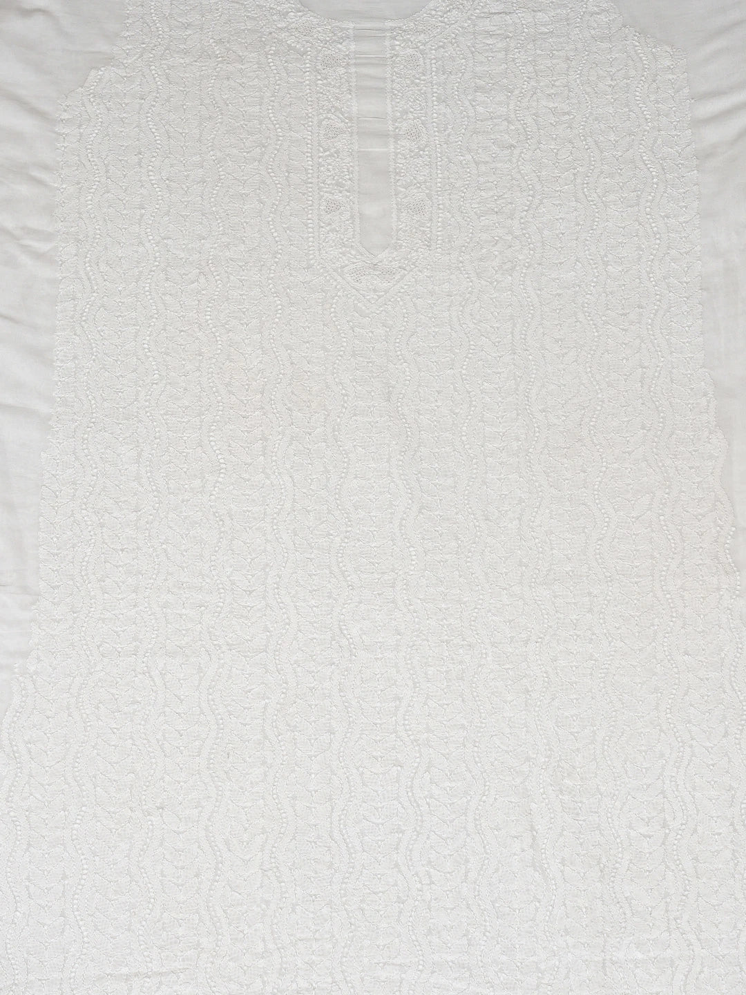 Ada Hand Embroidered White Cotton Lucknowi Chikankari Unstitched Men's Kurta Piece 01A864151
