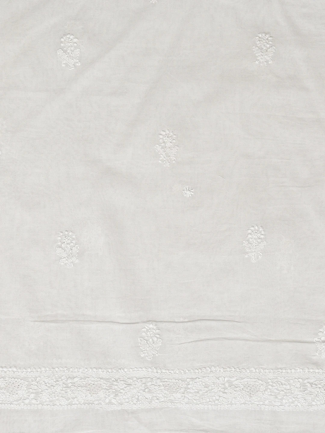 Ada Hand Embroidered White Cotton Lucknowi Chikankari Unstitched Men's Kurta Piece 01A864151