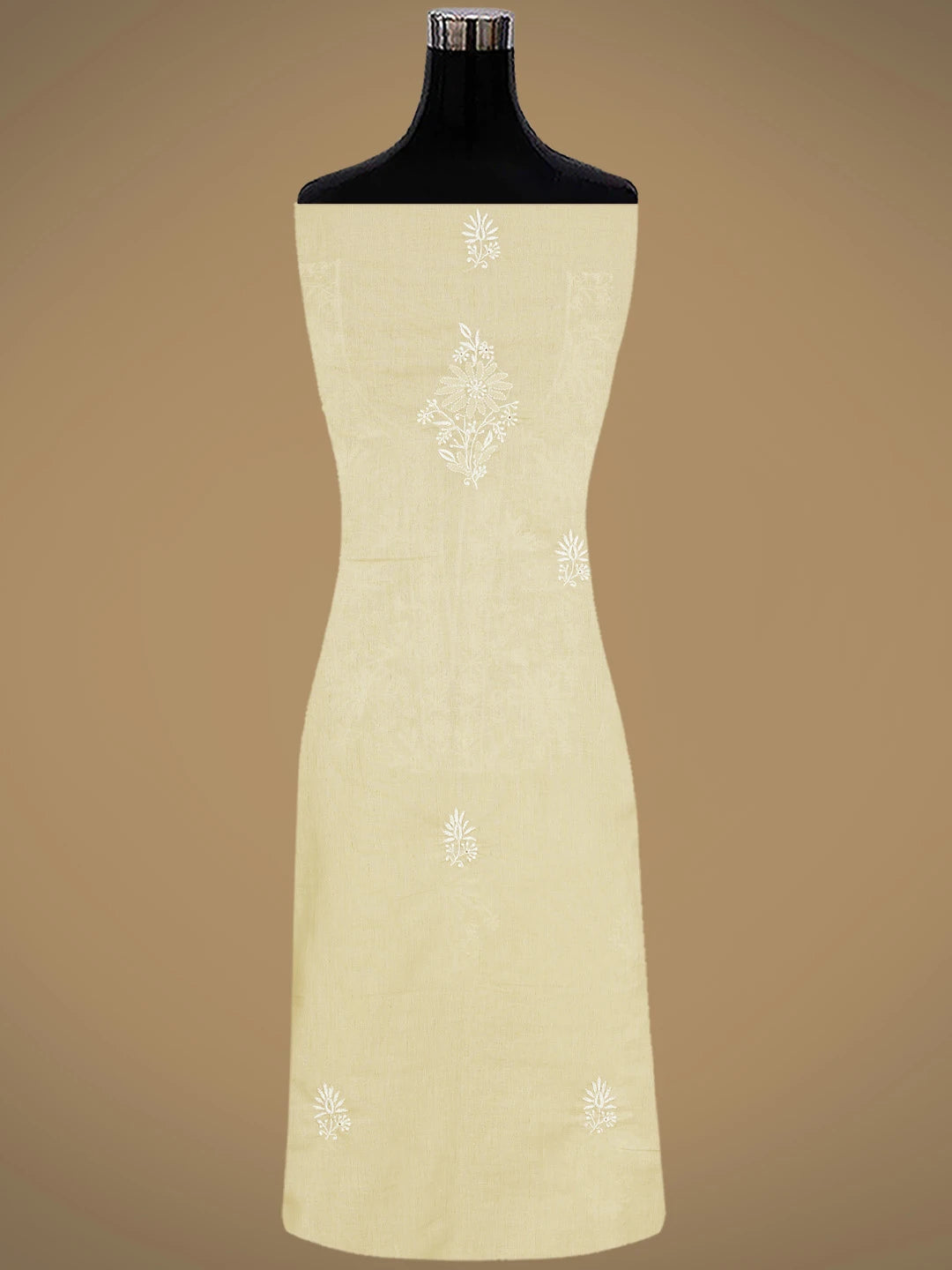 Ada Hand Embroidered Fawn Cotton Lucknowi Chikankari Unstitched Suit Piece 01A773521