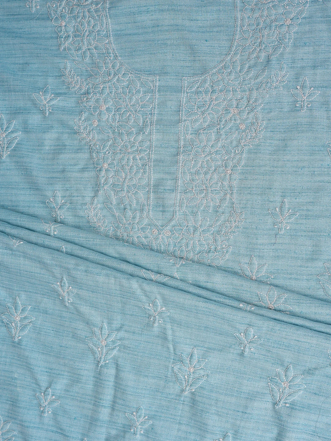 Ada Hand Embroidered Blue Khadi Cotton Lucknowi Chikankari Unstitched Suit Piece 01A557242