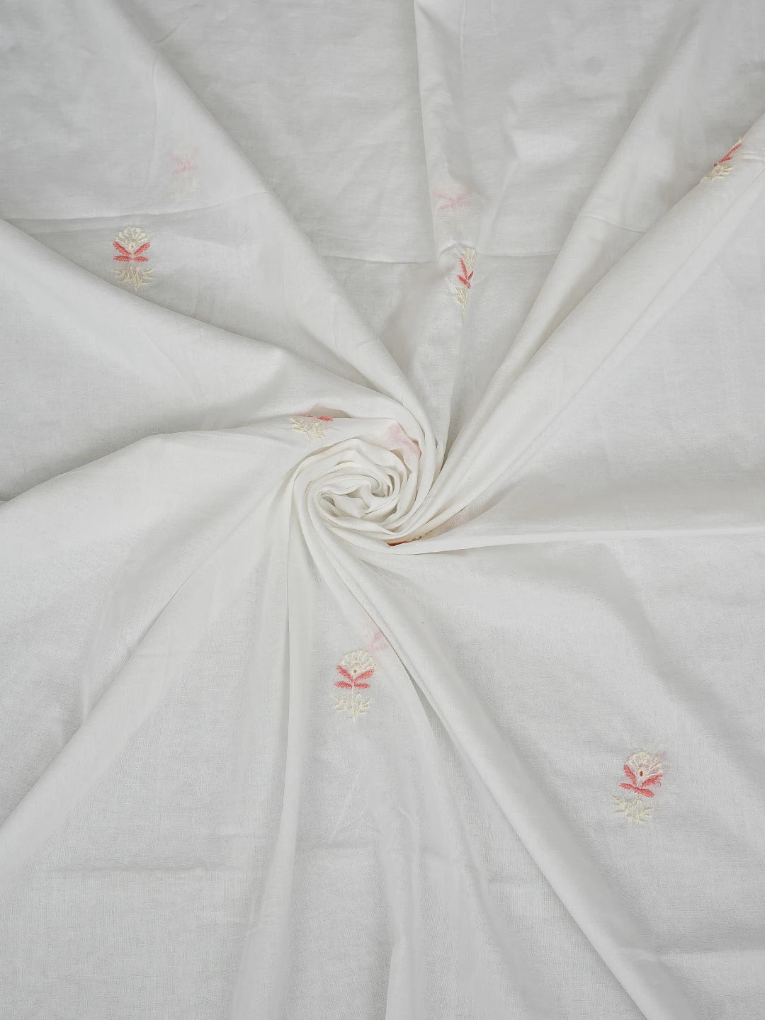 Ada Hand Embroidered White Cotton Lucknowi Chikankari Unstitched Suit Piece 01A301176