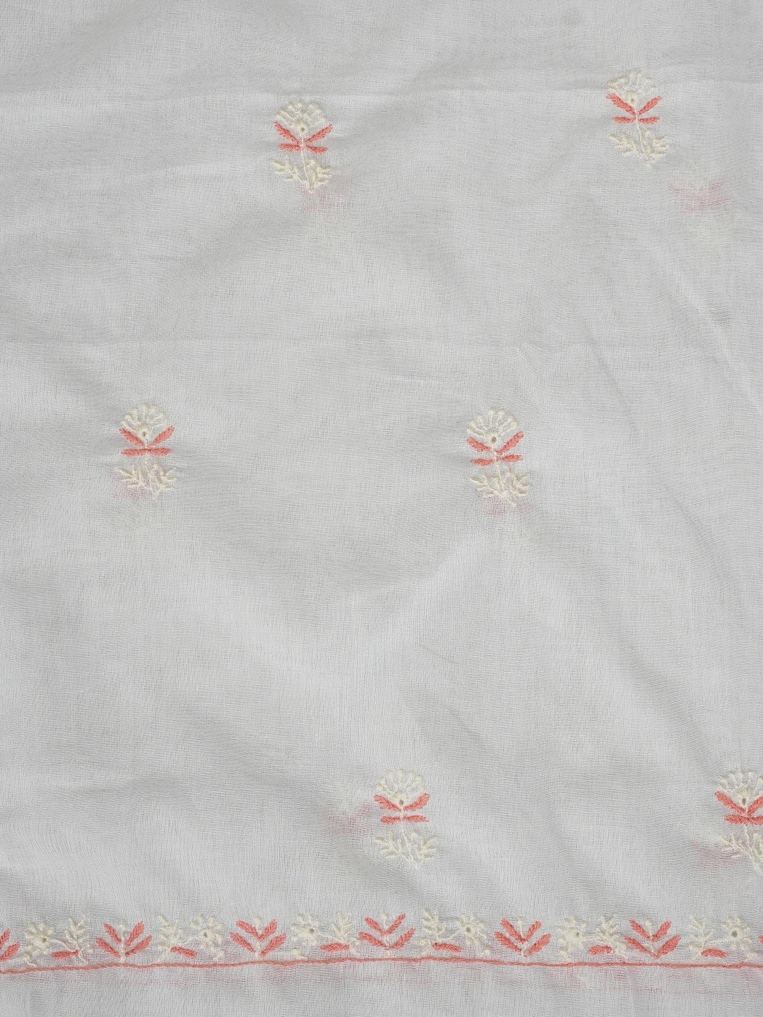 Ada Hand Embroidered White Cotton Lucknowi Chikankari Unstitched Suit Piece 01A301176