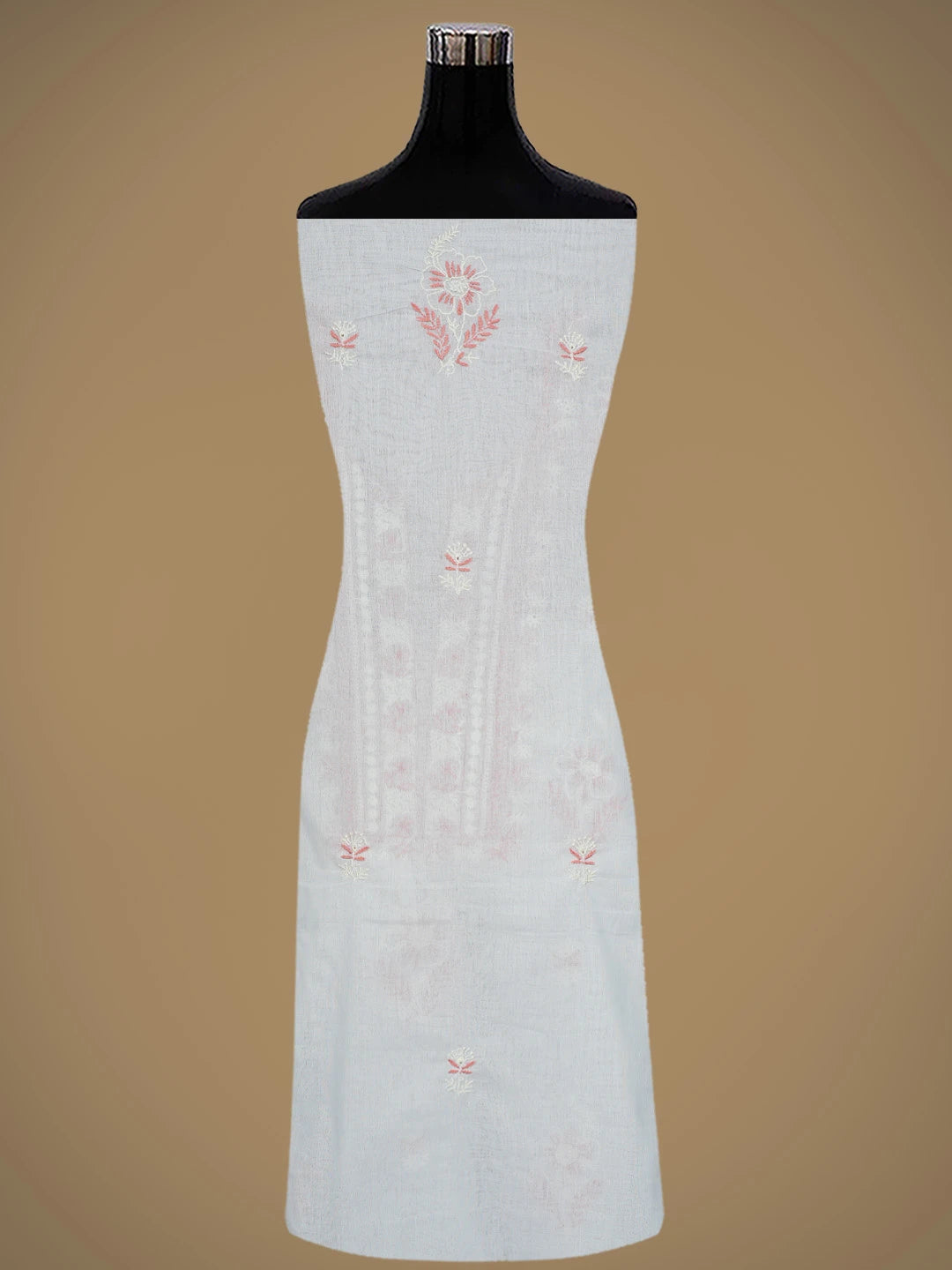 Ada Hand Embroidered White Cotton Lucknowi Chikankari Unstitched Suit Piece 01A301176