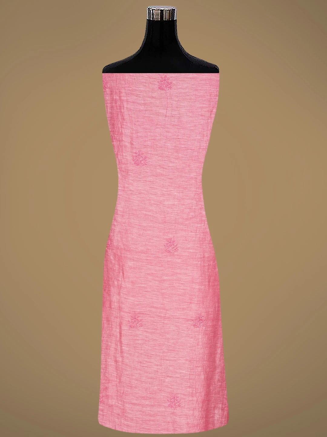 Ada Hand Embroidered Pink Chanderi Lucknowi Chikankari Unstitched Kurta Dupatta Set 01A523779