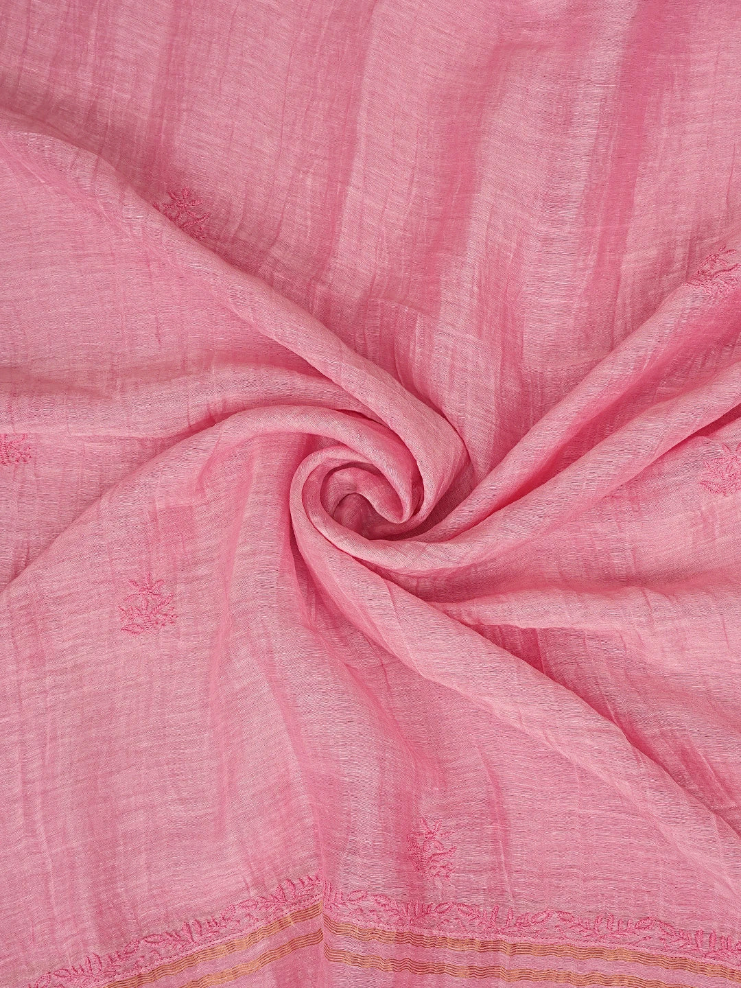 Ada Hand Embroidered Pink Chanderi Lucknowi Chikankari Unstitched Kurta Dupatta Set 01A523779