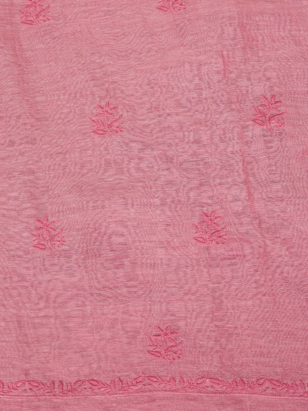Ada Hand Embroidered Pink Chanderi Lucknowi Chikankari Unstitched Kurta Dupatta Set 01A523779