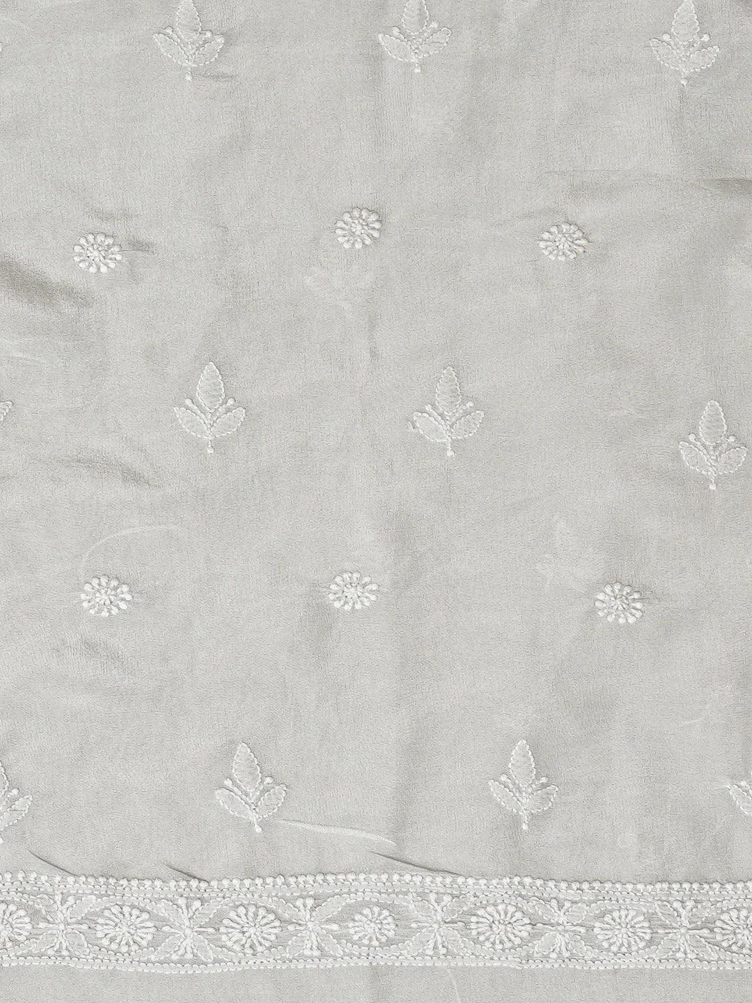 Ada Hand Embroidered Grey Tissue Lucknowi Chikankari Unstitched Men's Kurta Piece 01A865082
