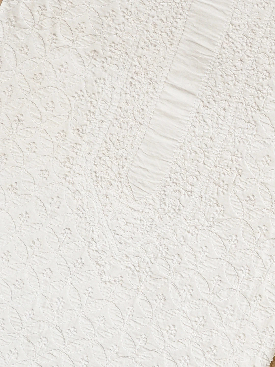Ada Hand Embroidered White Cotton Lucknowi Chikankari Unstitched Men's Kurta Piece 01A395976
