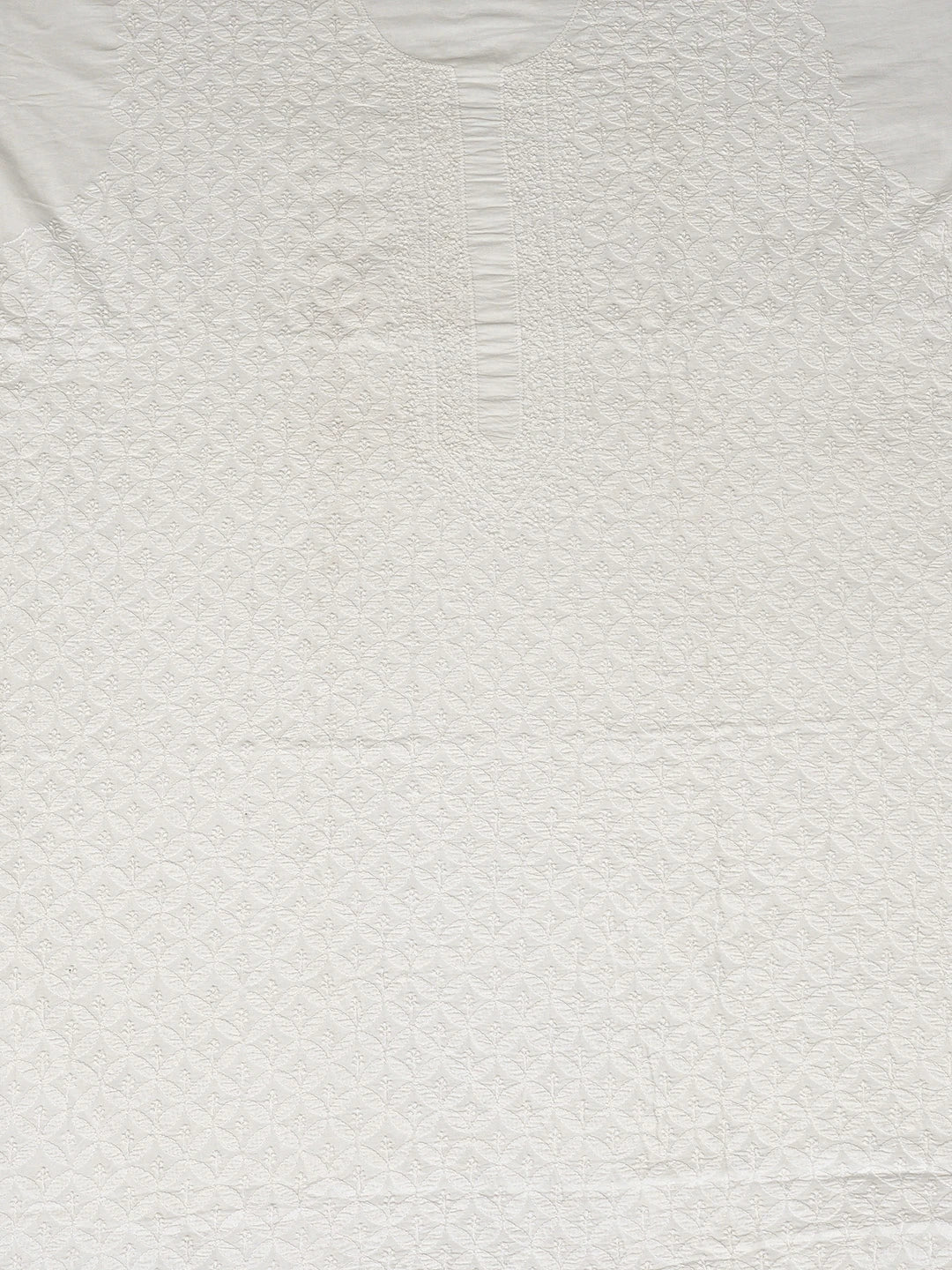 Ada Hand Embroidered White Cotton Lucknowi Chikankari Unstitched Men's Kurta Piece 01A395976