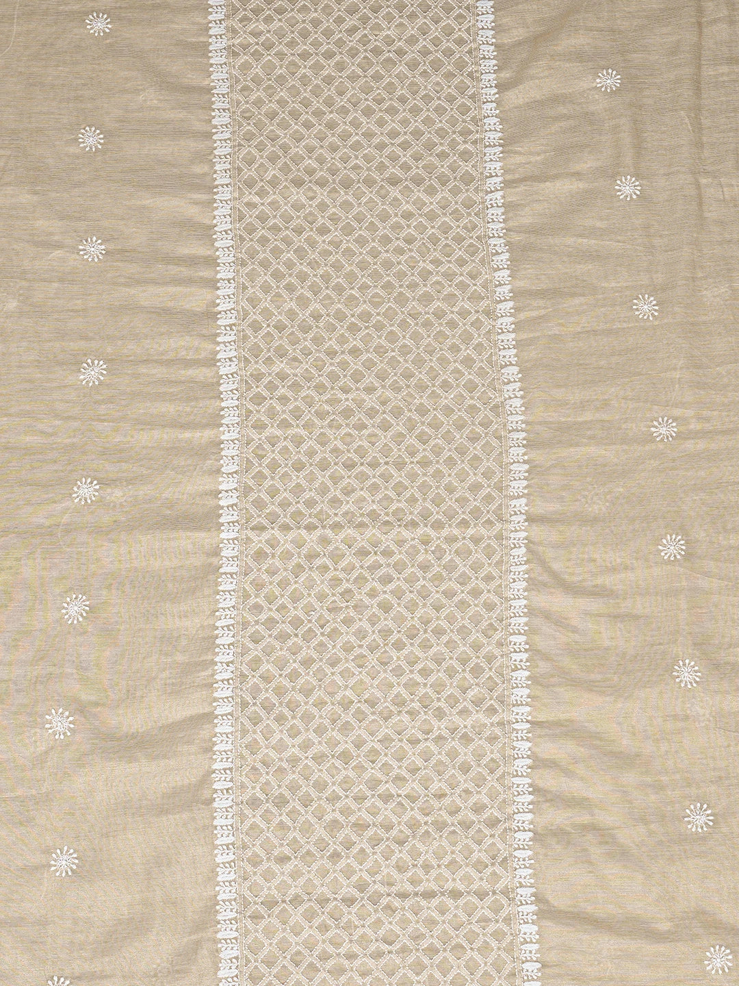 Ada Hand Embroidered Fawn Tissue Lucknowi Chikankari Unstitched Men's Kurta Piece 01A864889