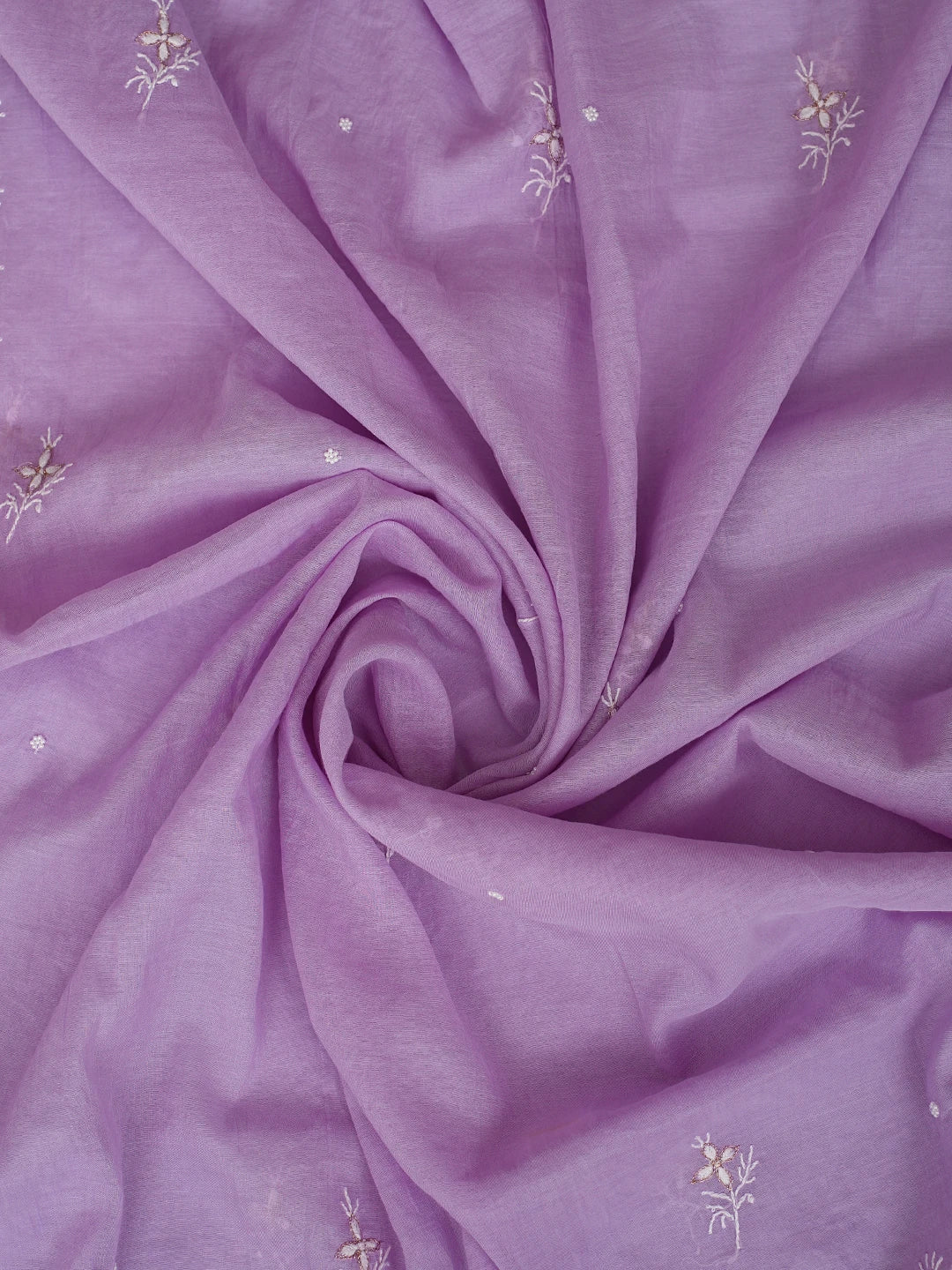 Ada Hand Embroidered Mauve Chanderi Lucknowi Chikankari Semi-Stitched Kurta Dupatta Set With Pearl Work 01A789595