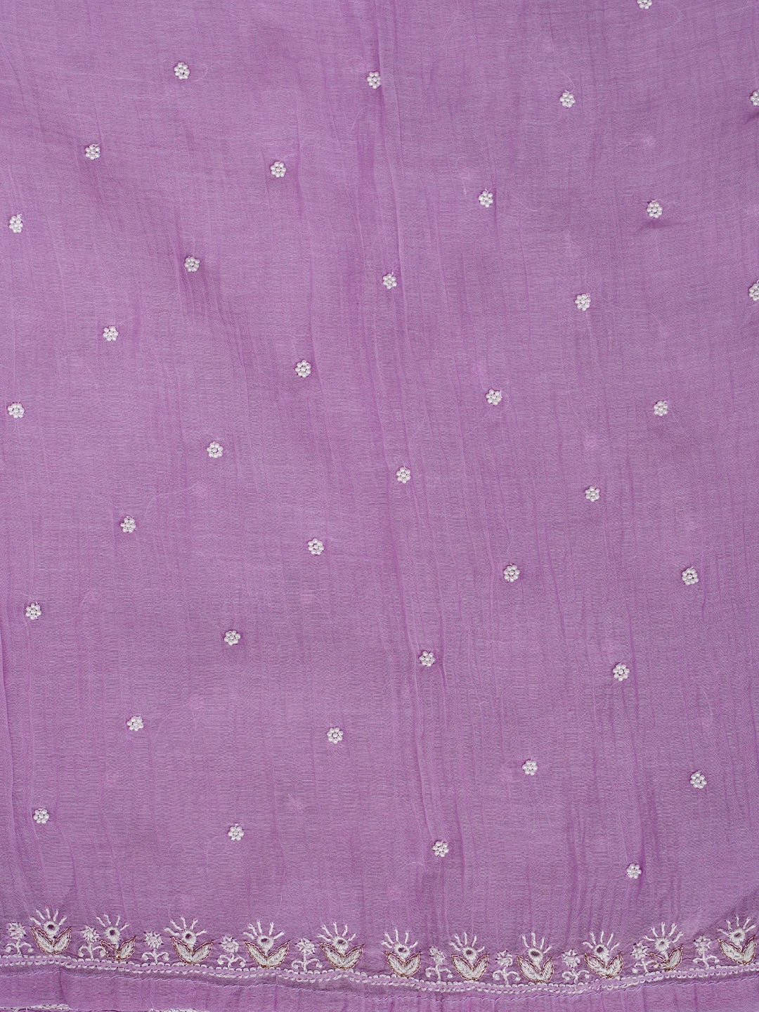 Ada Hand Embroidered Mauve Chanderi Lucknowi Chikankari Semi-Stitched Kurta Dupatta Set With Pearl Work 01A789595